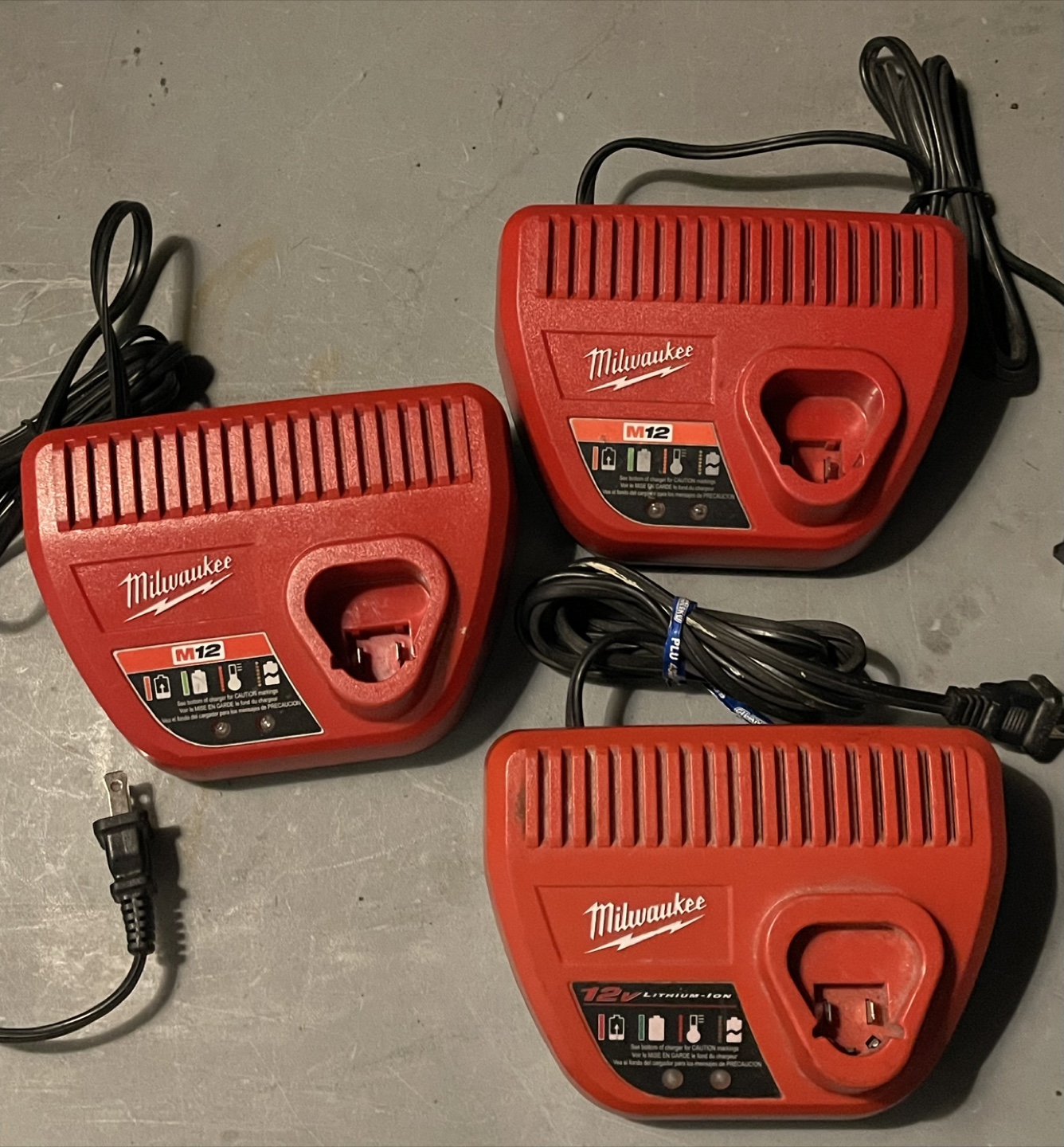 Milwaukee M12 12V chargers $15 each