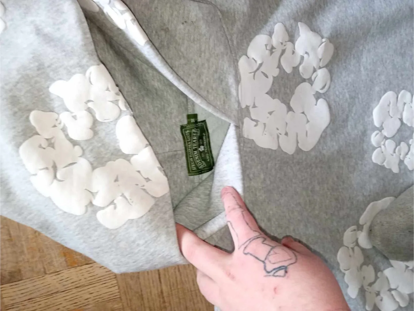 Grey denim tear hoodie image indicator(4)