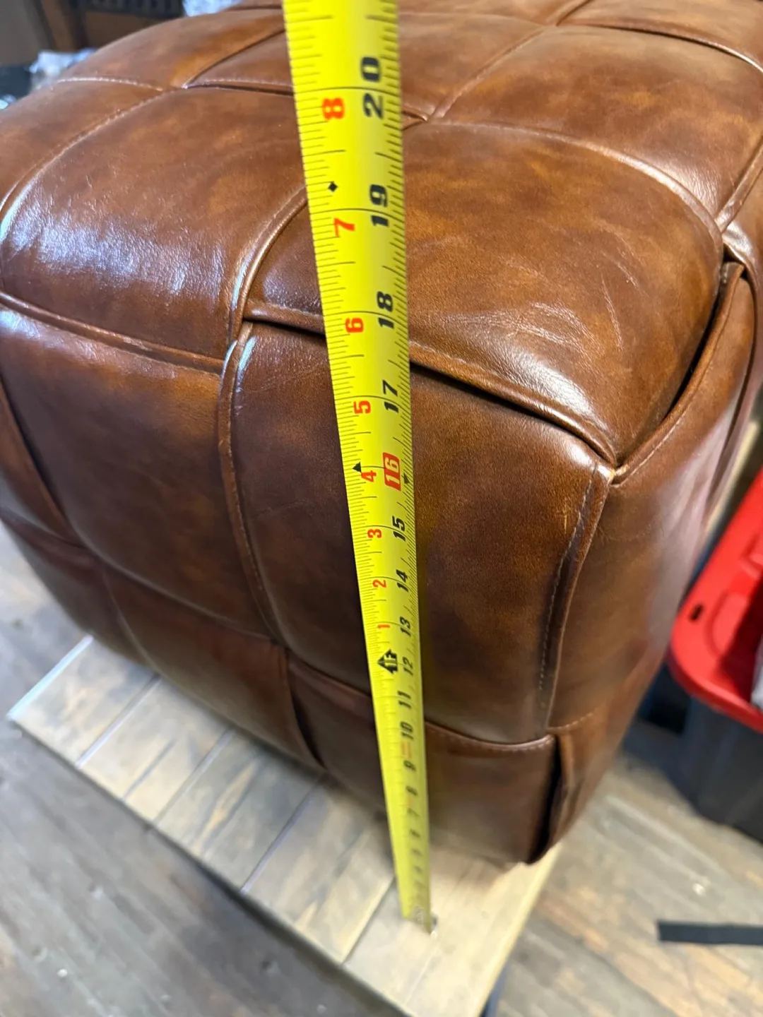 Brown Woven Faux Leather Ottoman image indicator(3)