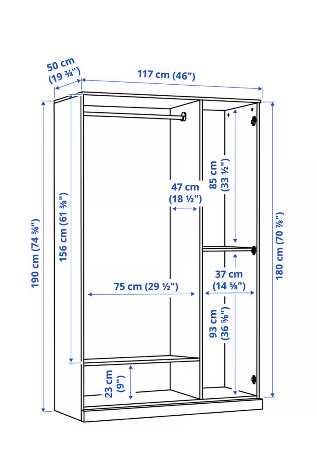 IKEA BRIMNES Wardrobe with Mirror - Black - photo 2