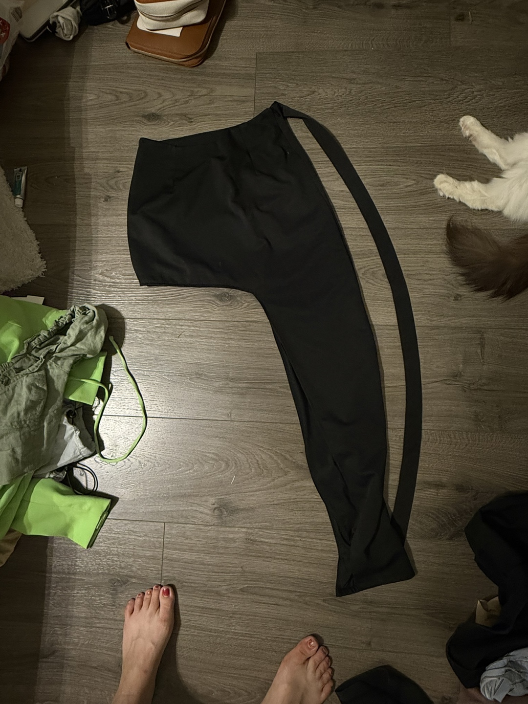 Black skirt opens side ways