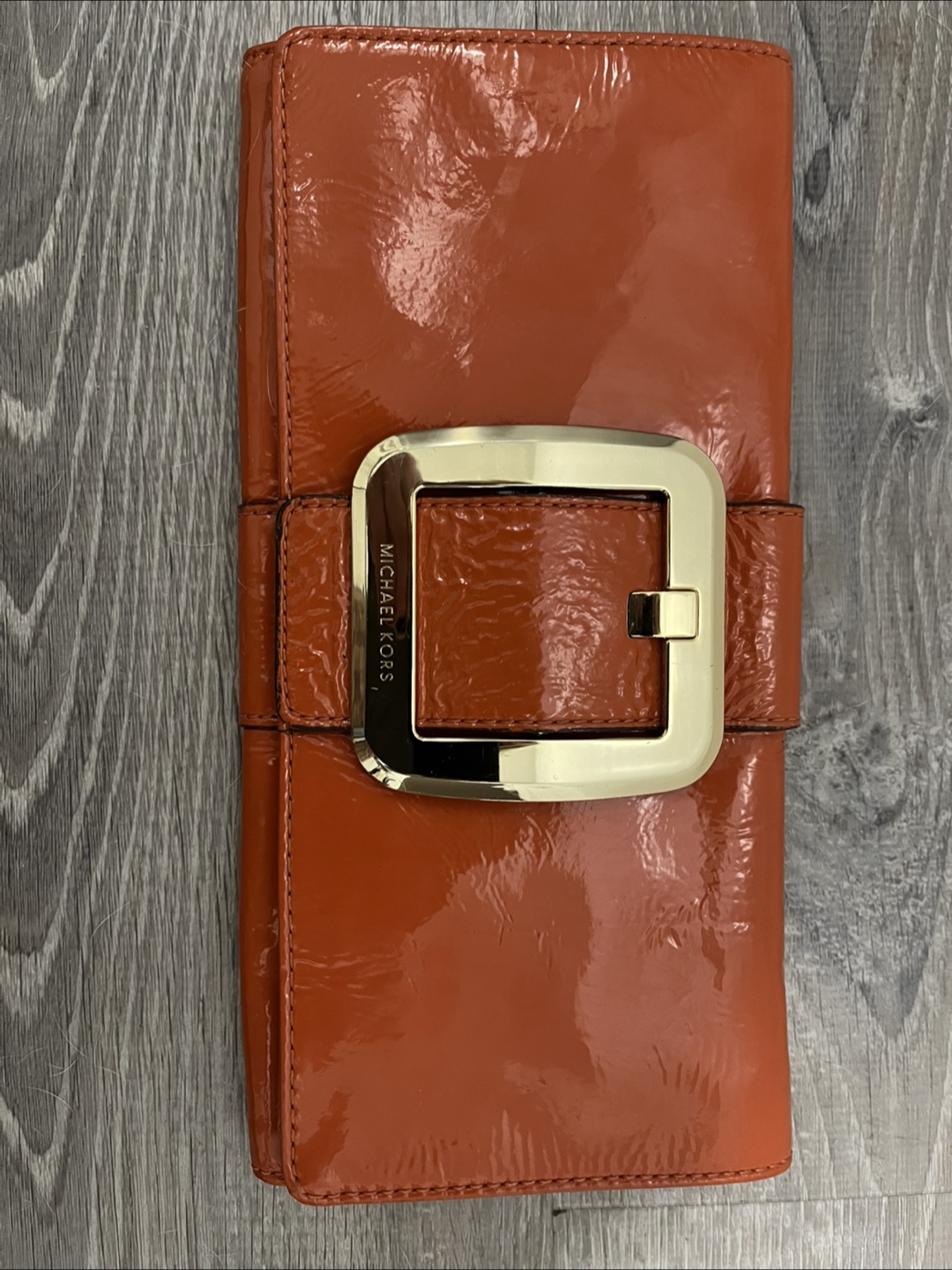 Michael Kors Orange Patent Leather Clutch