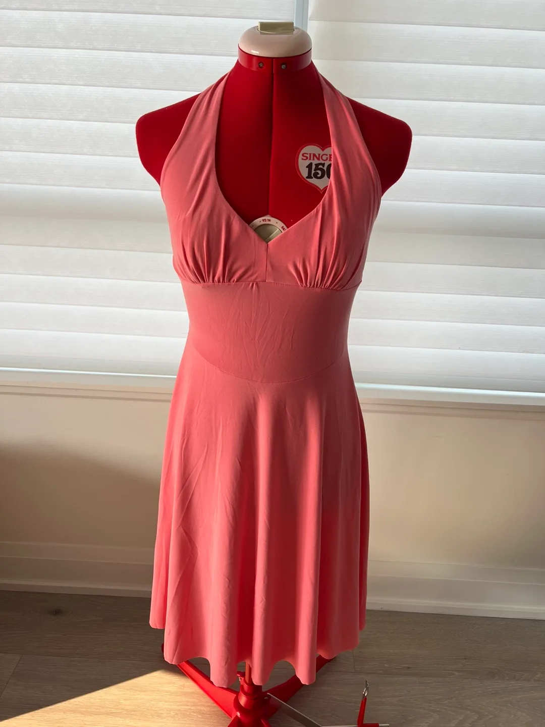Coral Halter Dress, Size Small thumbnail