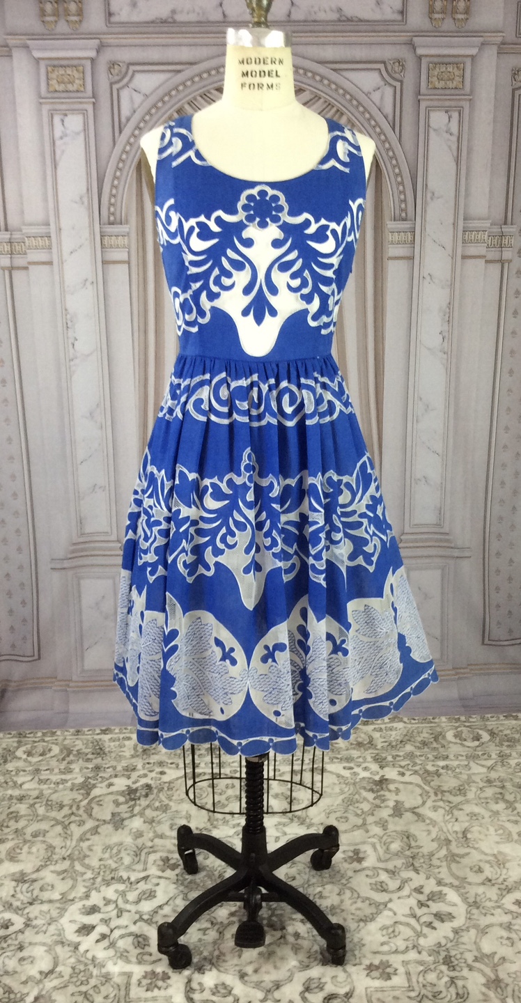 Anthropology Blue & White Lace Burnout Dress - photo 2