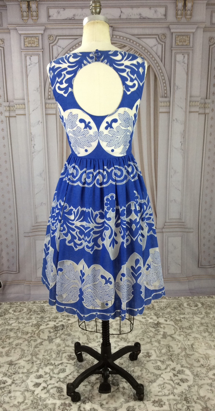 Anthropology Blue & White Lace Burnout Dress - photo 5