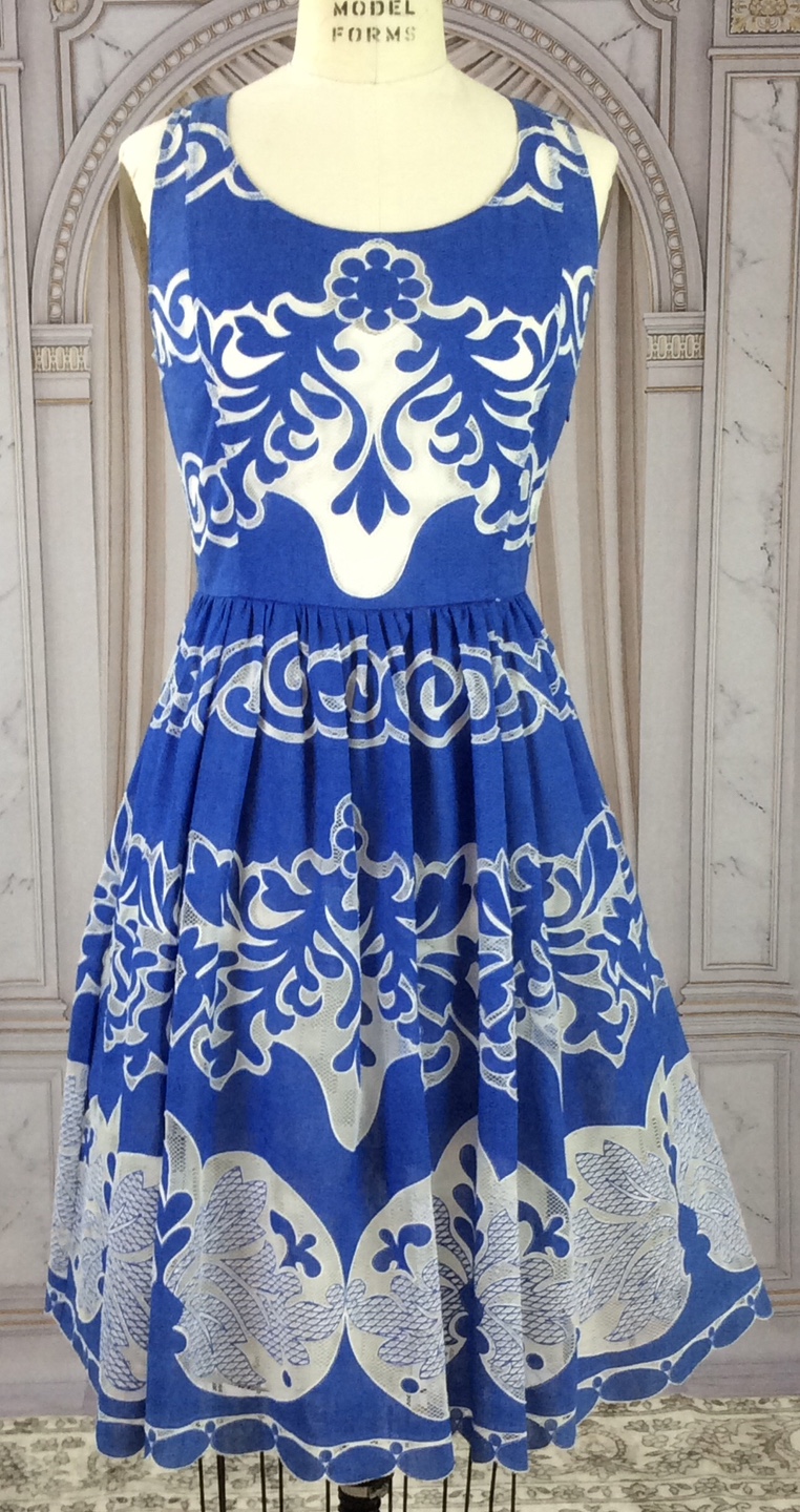 Anthropology Blue & White Lace Burnout Dress - photo 3