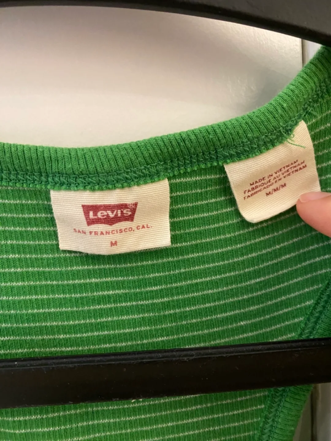 Levi's Green Striped Tank Top - Size M image indicator(3)