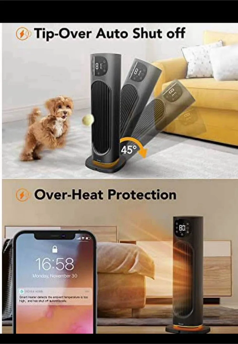 Govee Smart Space Heater 1500W with Thermostat App image indicator(2)