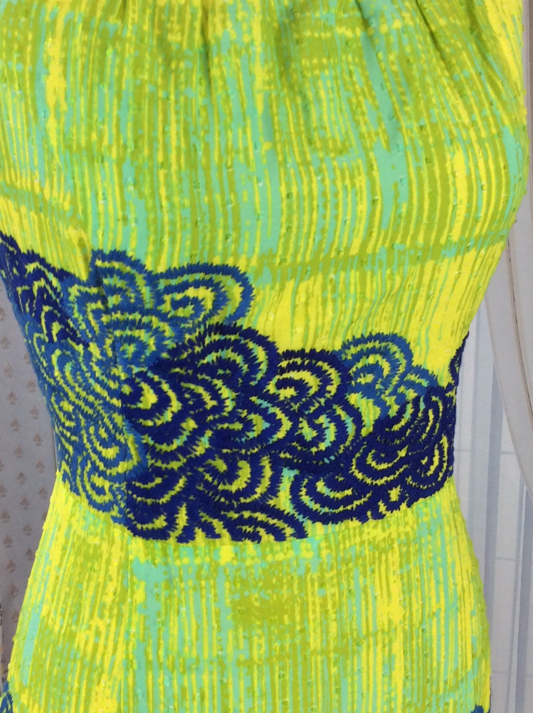 Anthropology Yellow & Teal Embroidered Dress - photo 3