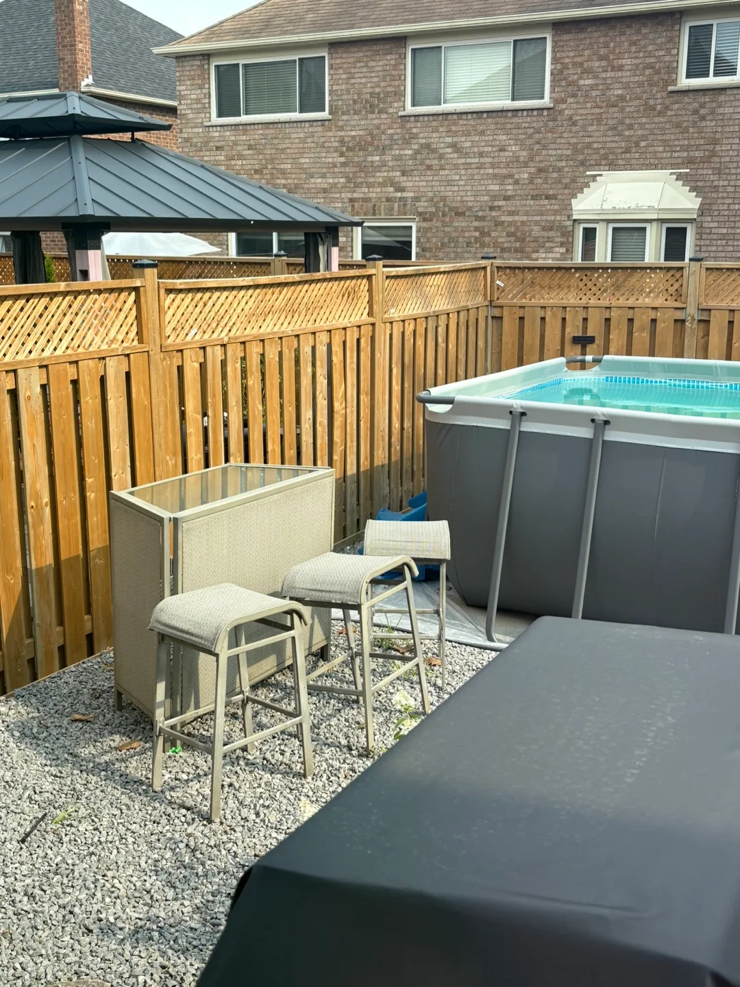 Outdoor Patio Bar Cabinet with Two Stools thumbnail
