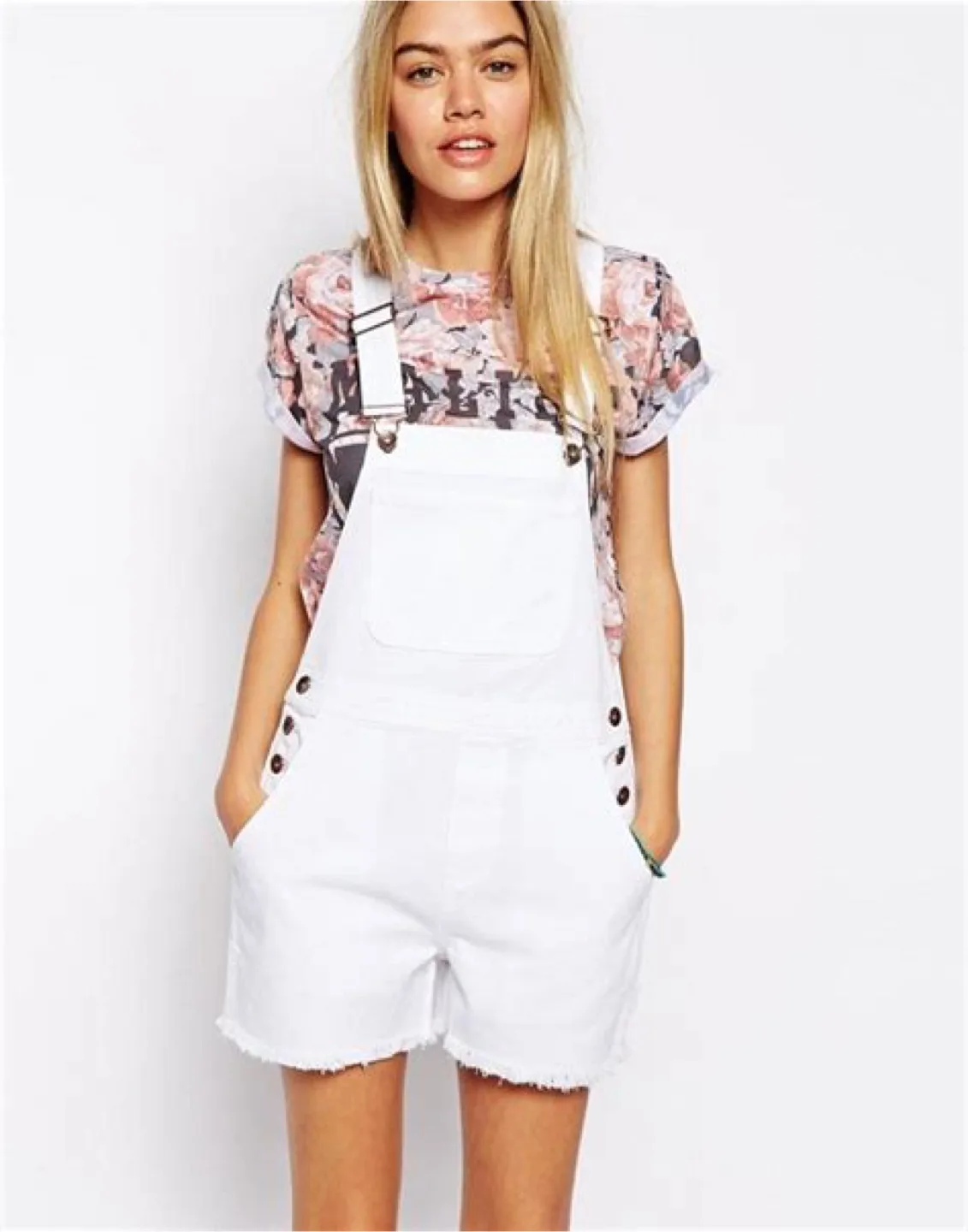 Wild Fable White Denim Short Overalls 🧡 thumbnail