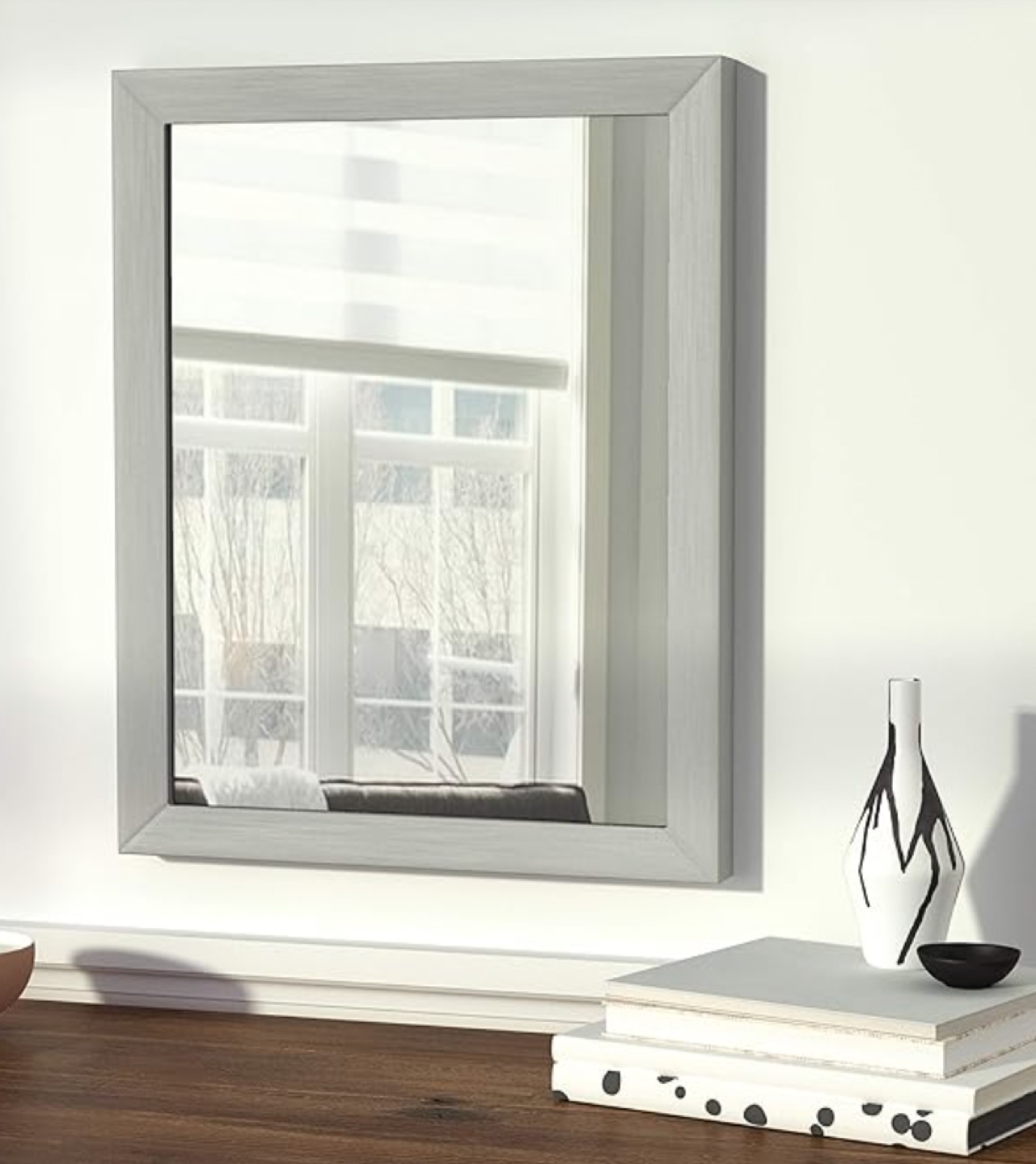 Amazon Basics Nickel rectangular Wall mount Mirror