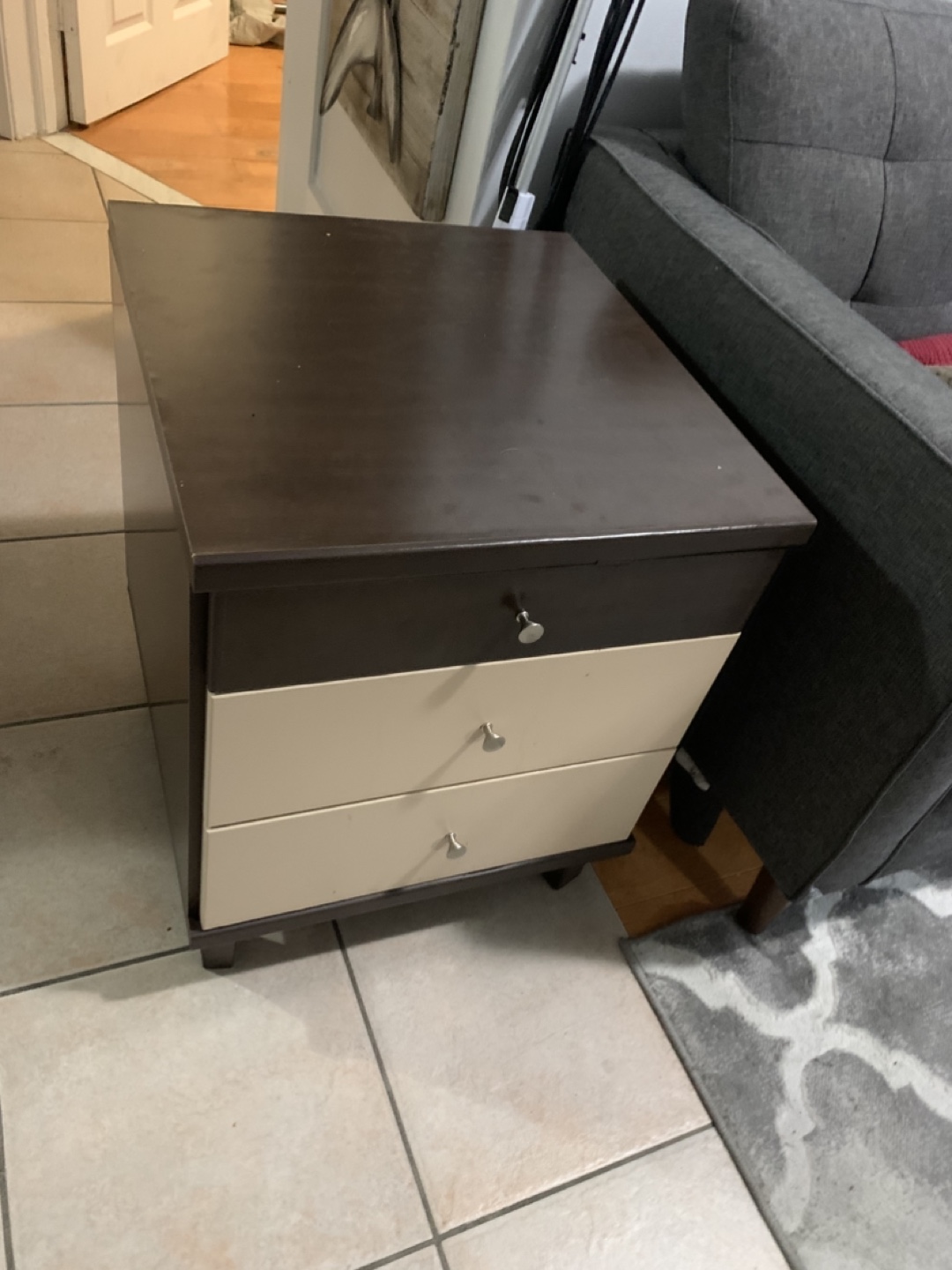 Brown Side Table with Drawers