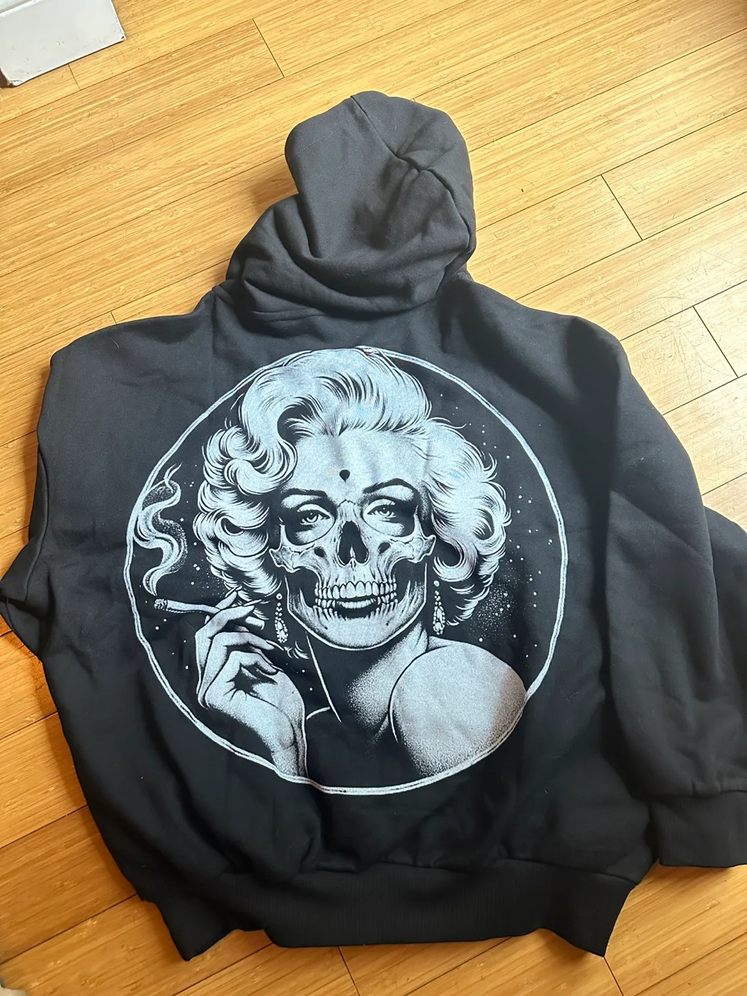 NEW MARILYN MONROE SKULL FACE BLACK HOODIE MEN LARGE WOMEN XL thumbnail