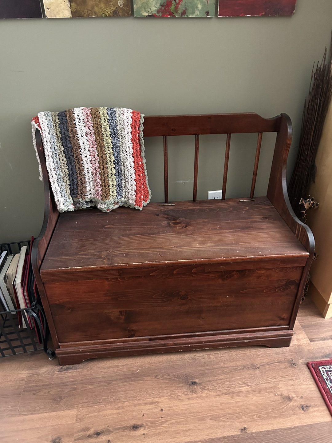 Wooden Storage Bench with Backrest - photo 3