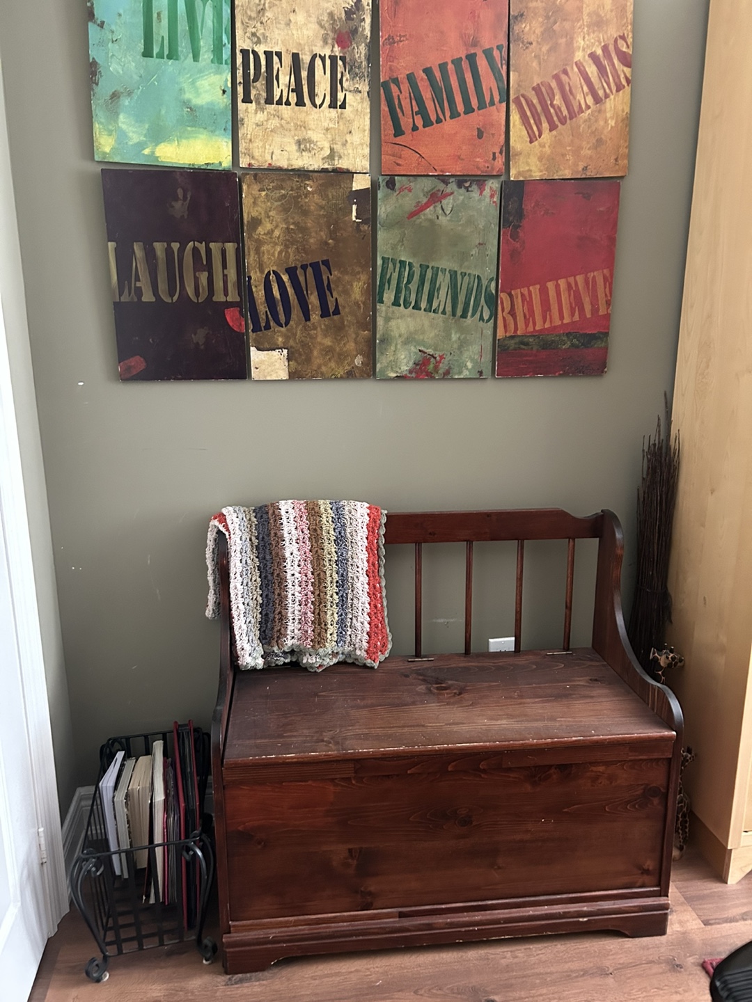Wooden Storage Bench with Backrest - photo 4