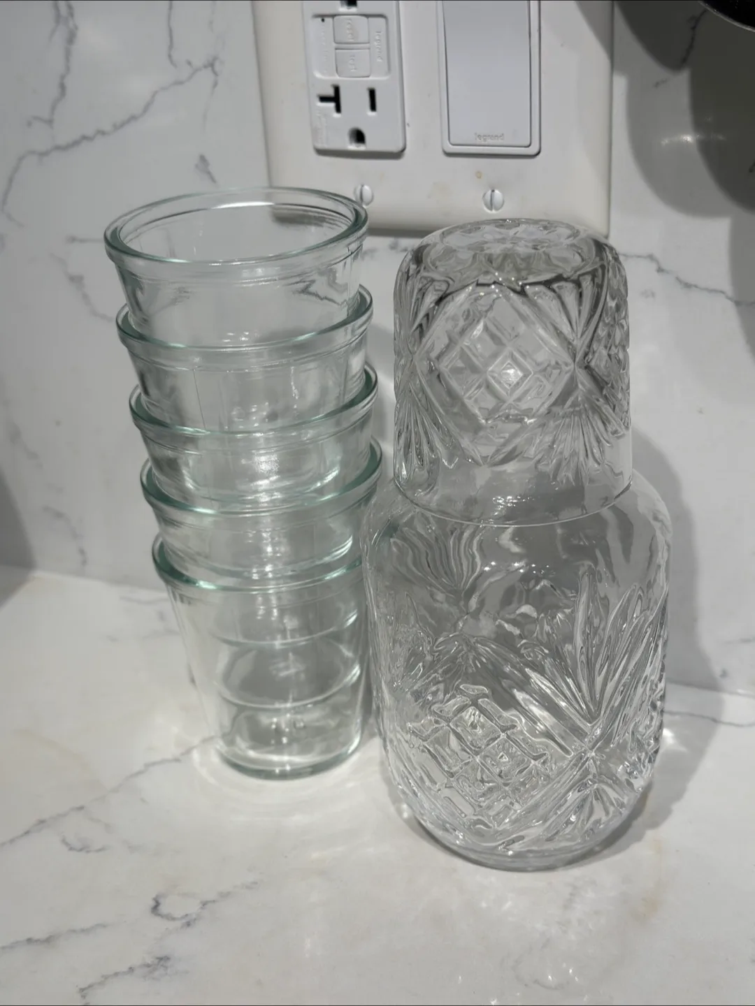 Small Glass Jars - Set of 5 and besdie water carafe thumbnail