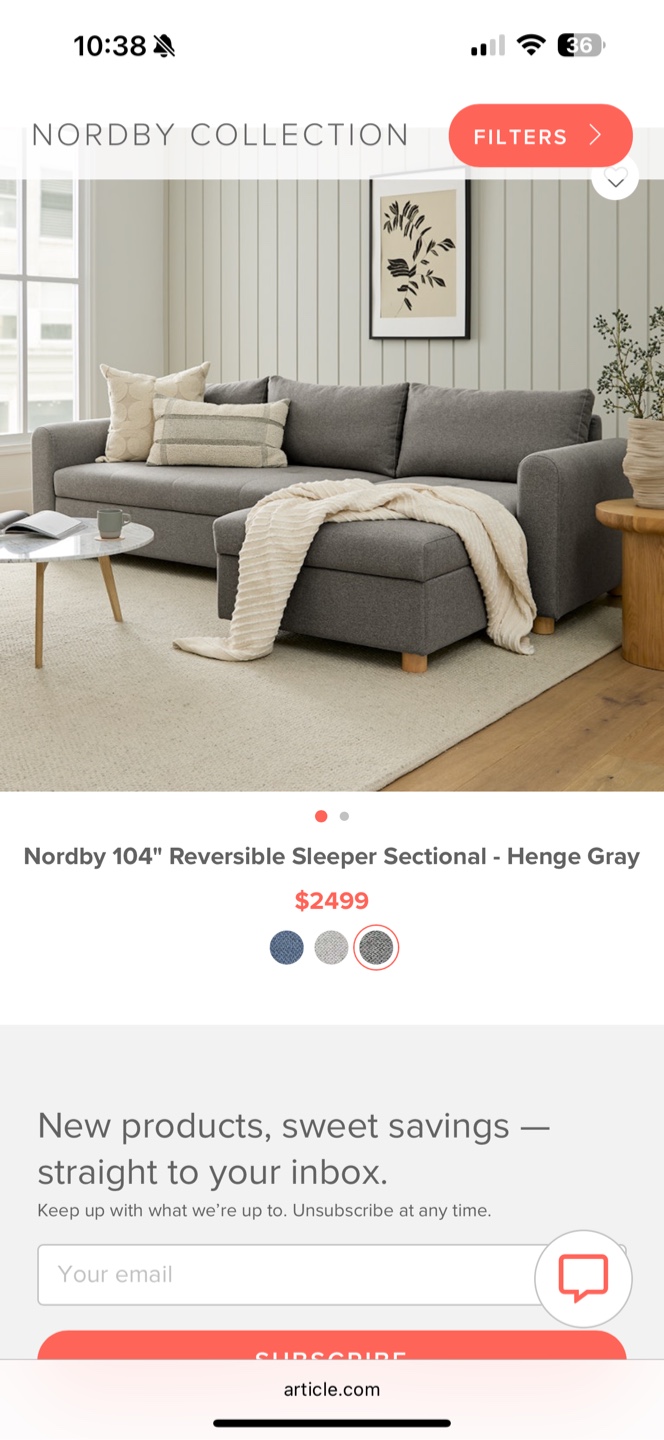 104" Reversible Sleeper Sectional with Storage  - Gray - photo 5