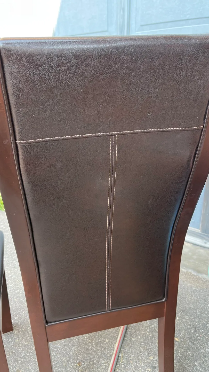 Set of 2 Brown leather Dining Chairs image indicator(6)