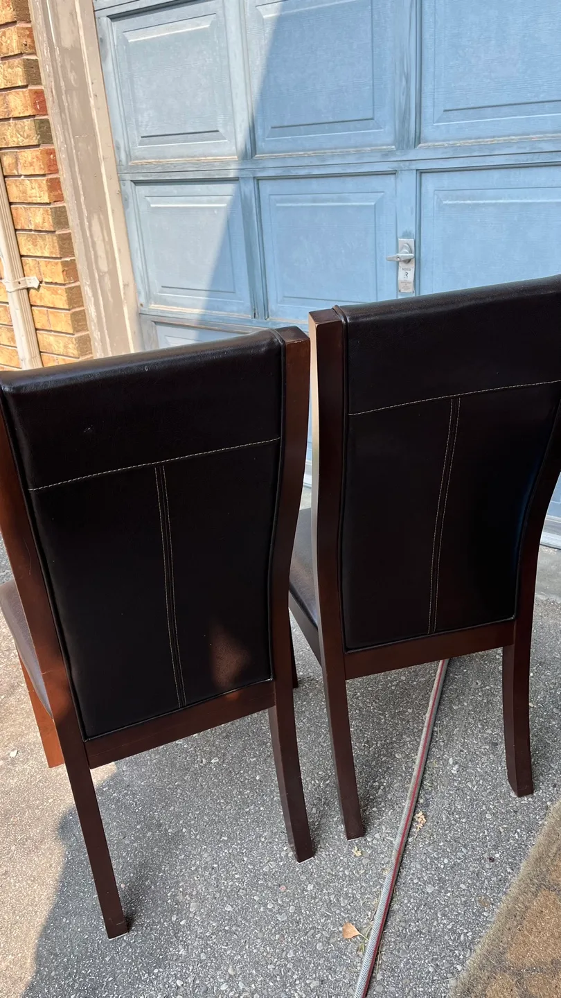 Set of 2 Brown leather Dining Chairs image indicator(7)