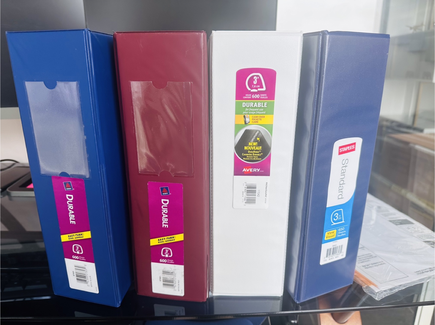 Staples & Avery 3-inch Binders (4)