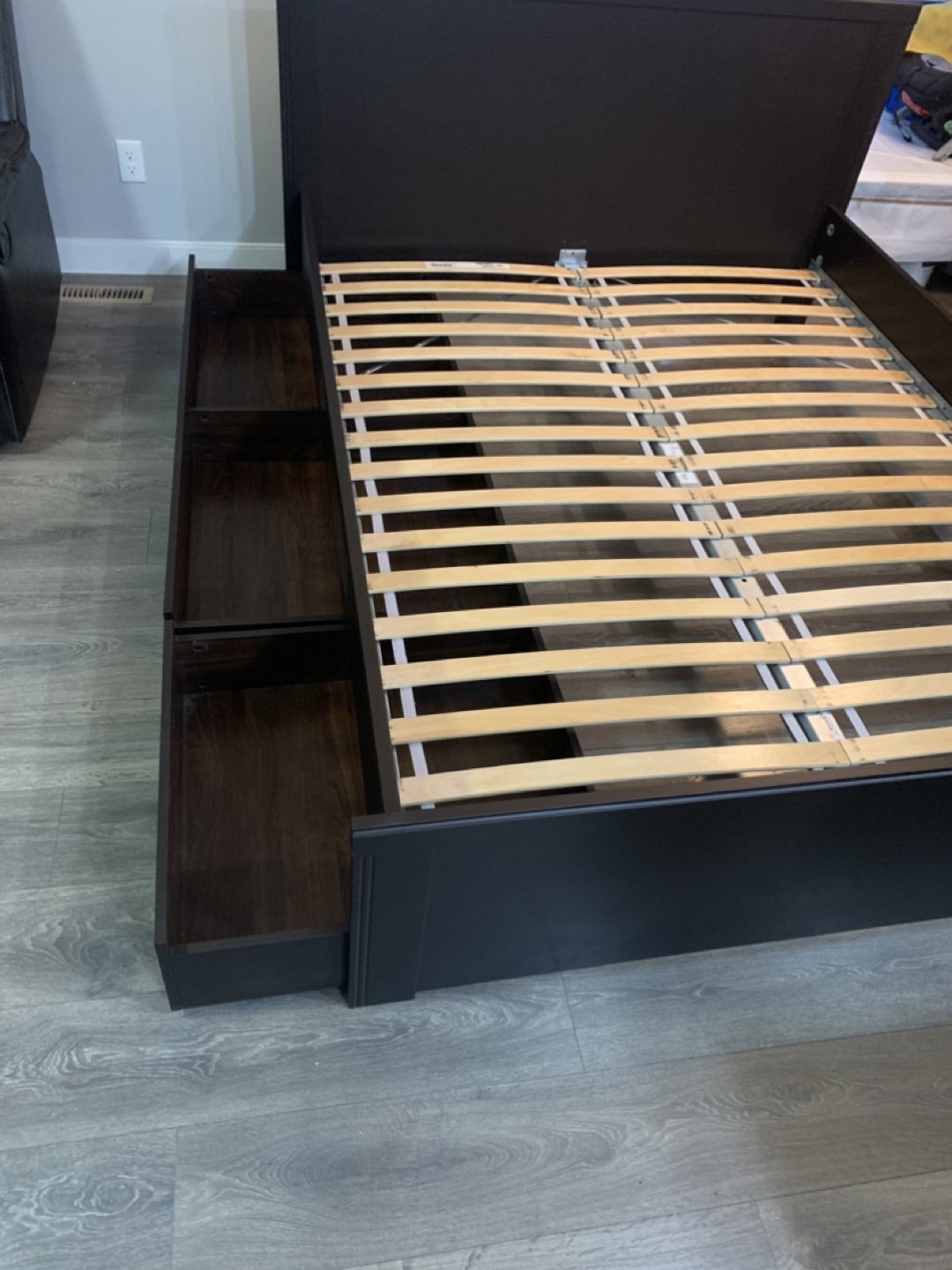 Dark Brown Bed Frame with Slats - photo 5