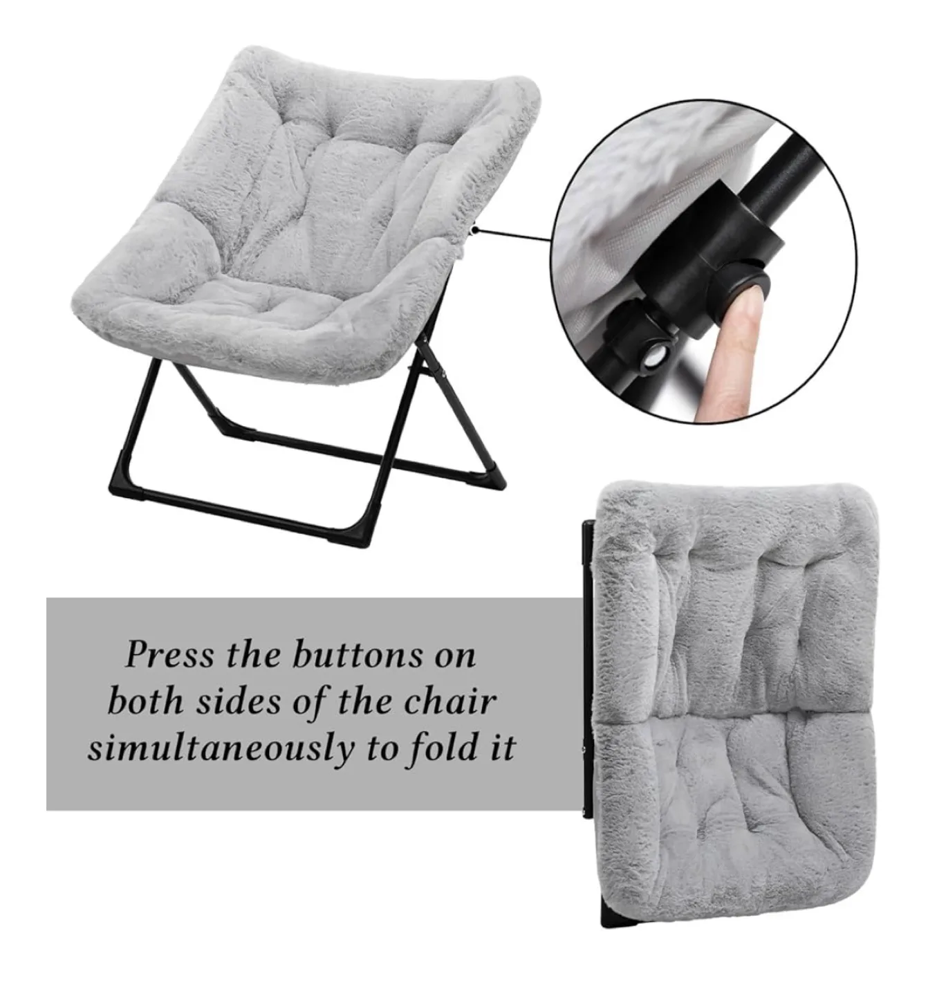 Foldable Padded Moon Chair - Gray image indicator(2)