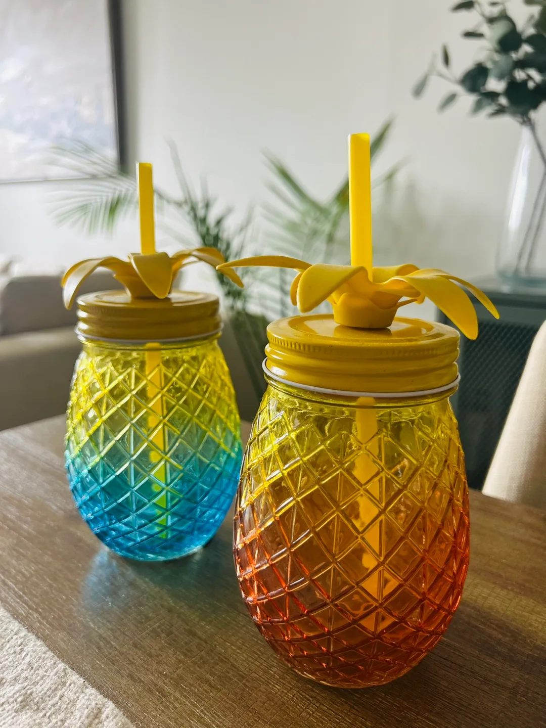 Pineapple Mason Jar with Straw - Fun Drinkware thumbnail