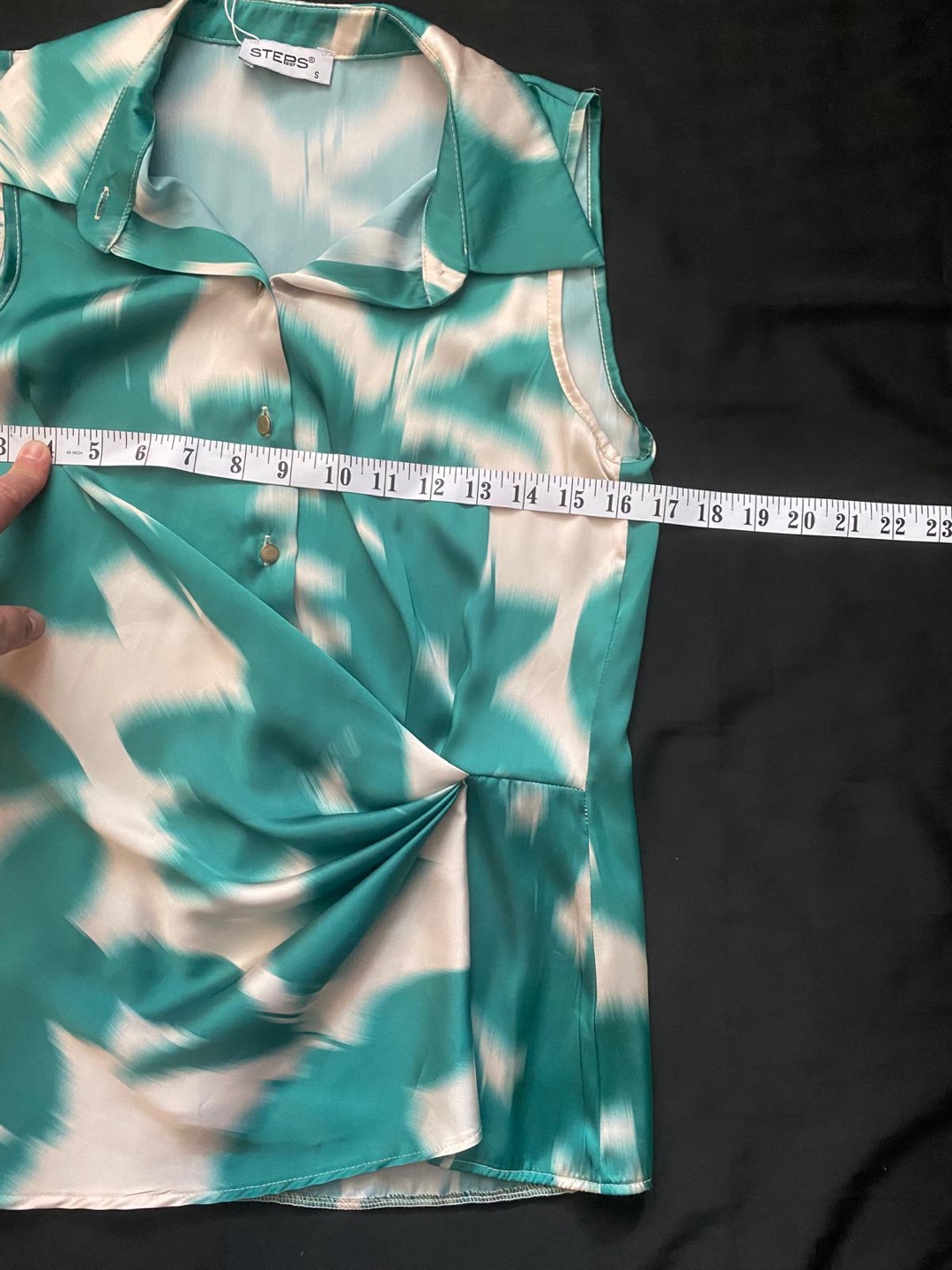 STEBS Green & White Sleeveless Blouse, Size S - photo 4