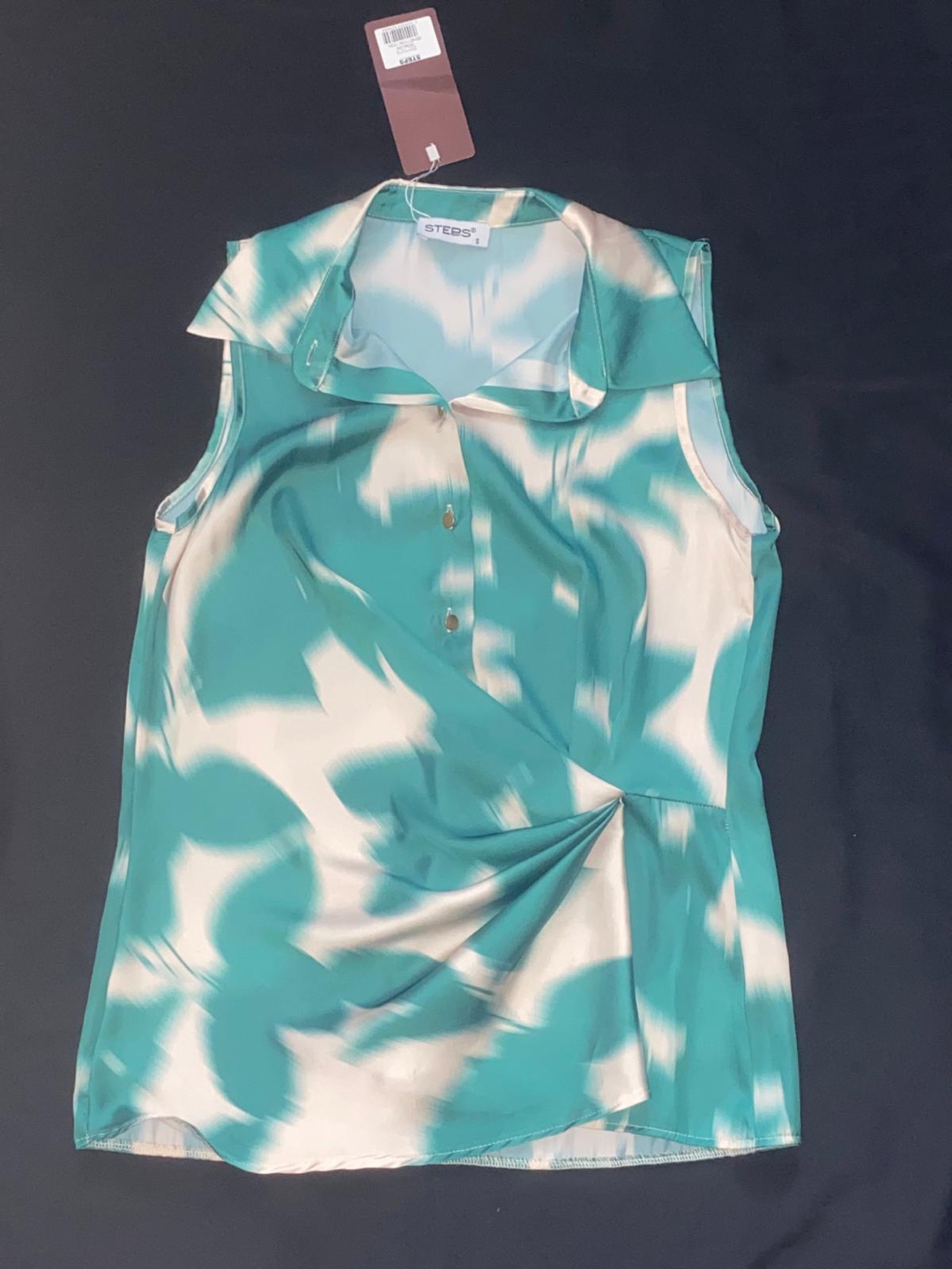 STEBS Green & White Sleeveless Blouse, Size S - photo 3