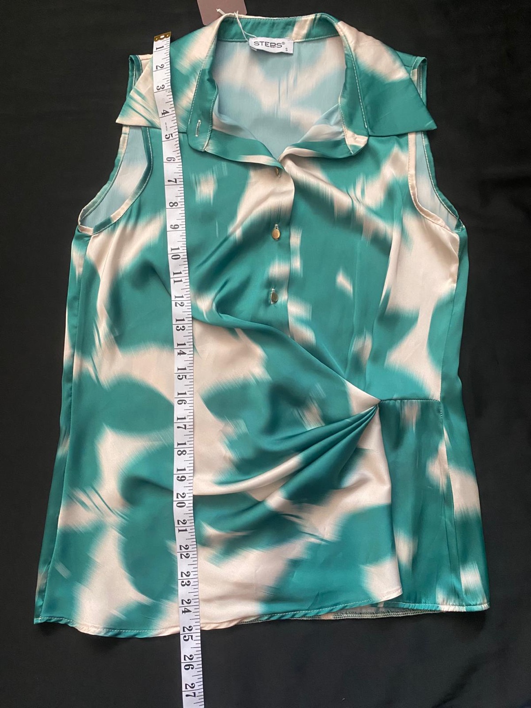 STEBS Green & White Sleeveless Blouse, Size S - photo 2