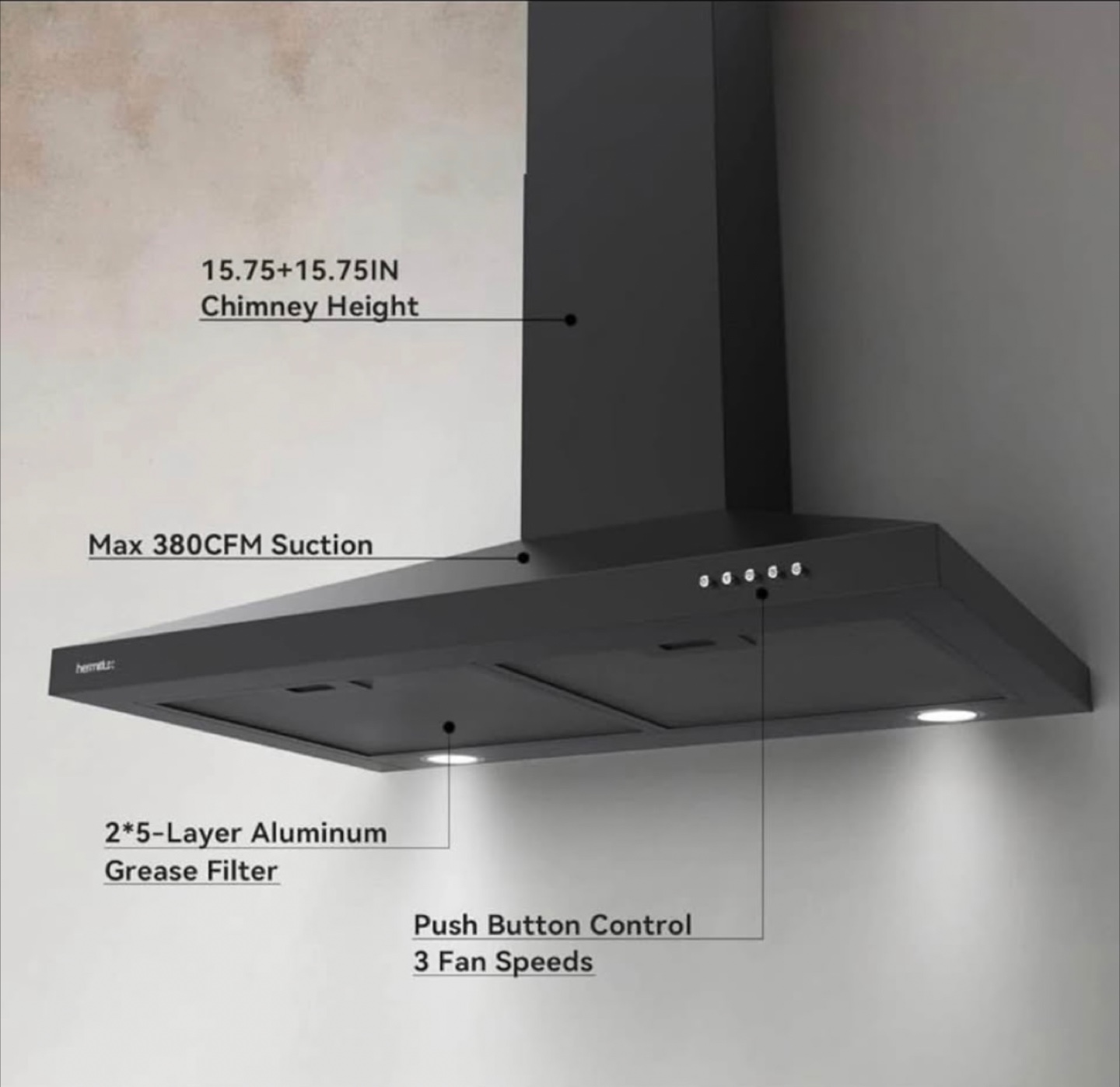 Hauslane Chef Series Range Hood - Black - photo 4