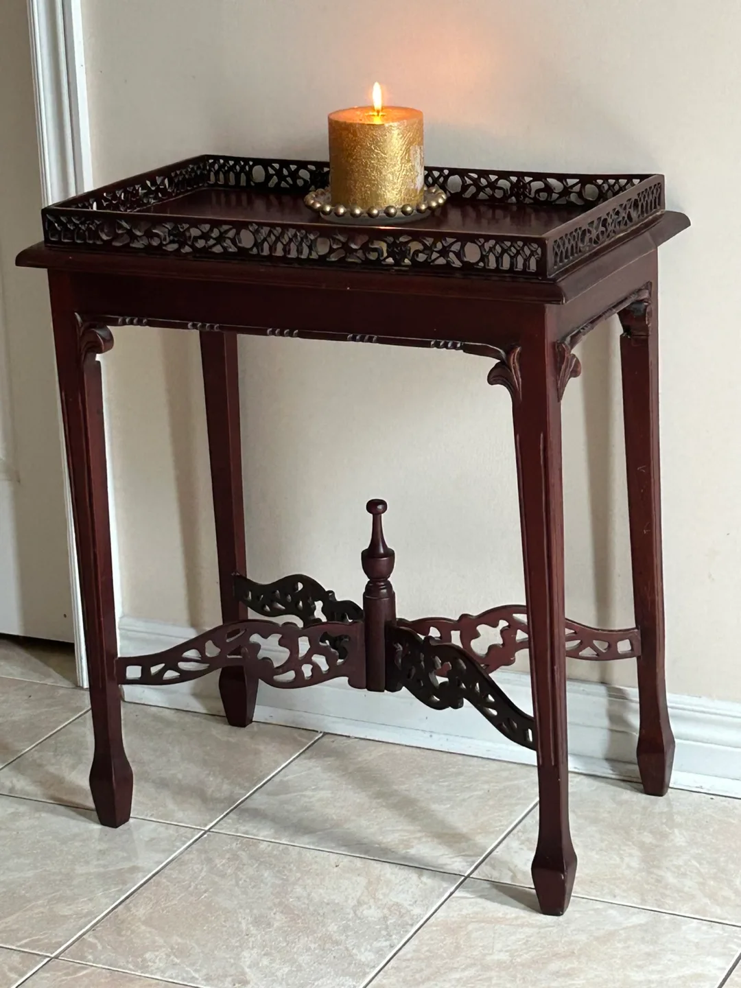 Dark Wood Accent Table thumbnail