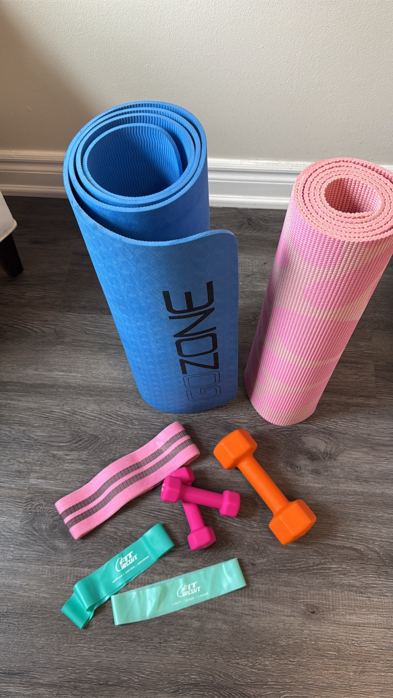 Yoga Mat, Resistance Bands, Dumbbells Set