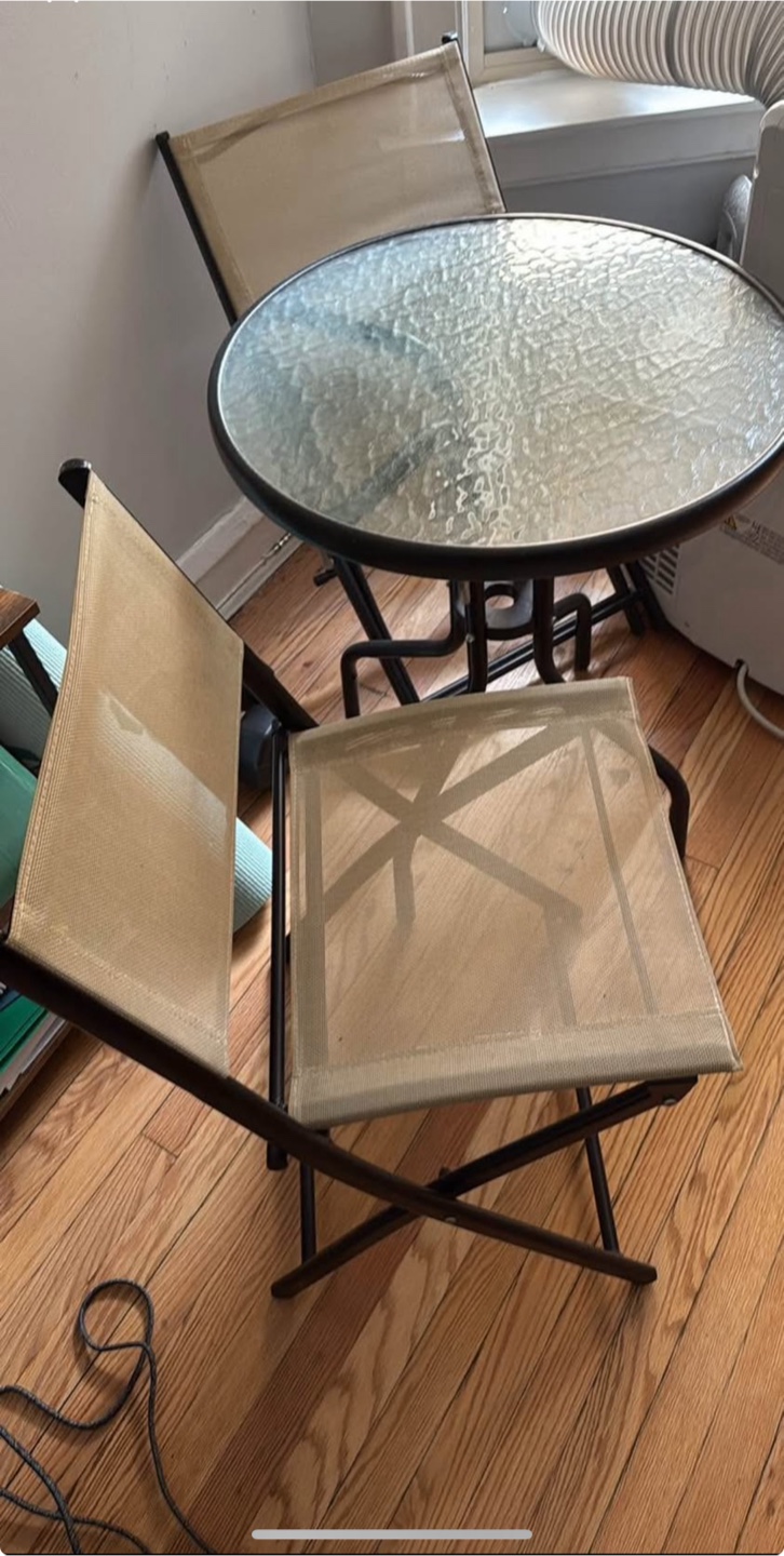 Outdoor Bistro Set - Table and Two Folding Chairs