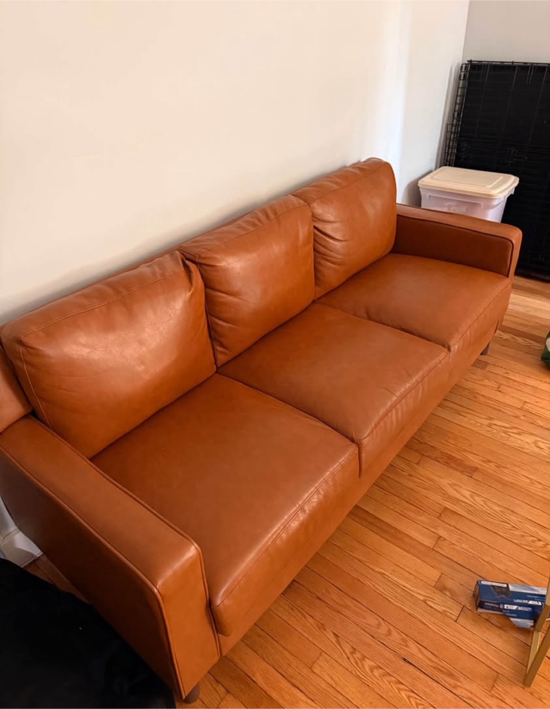 Vegan leather brown couch