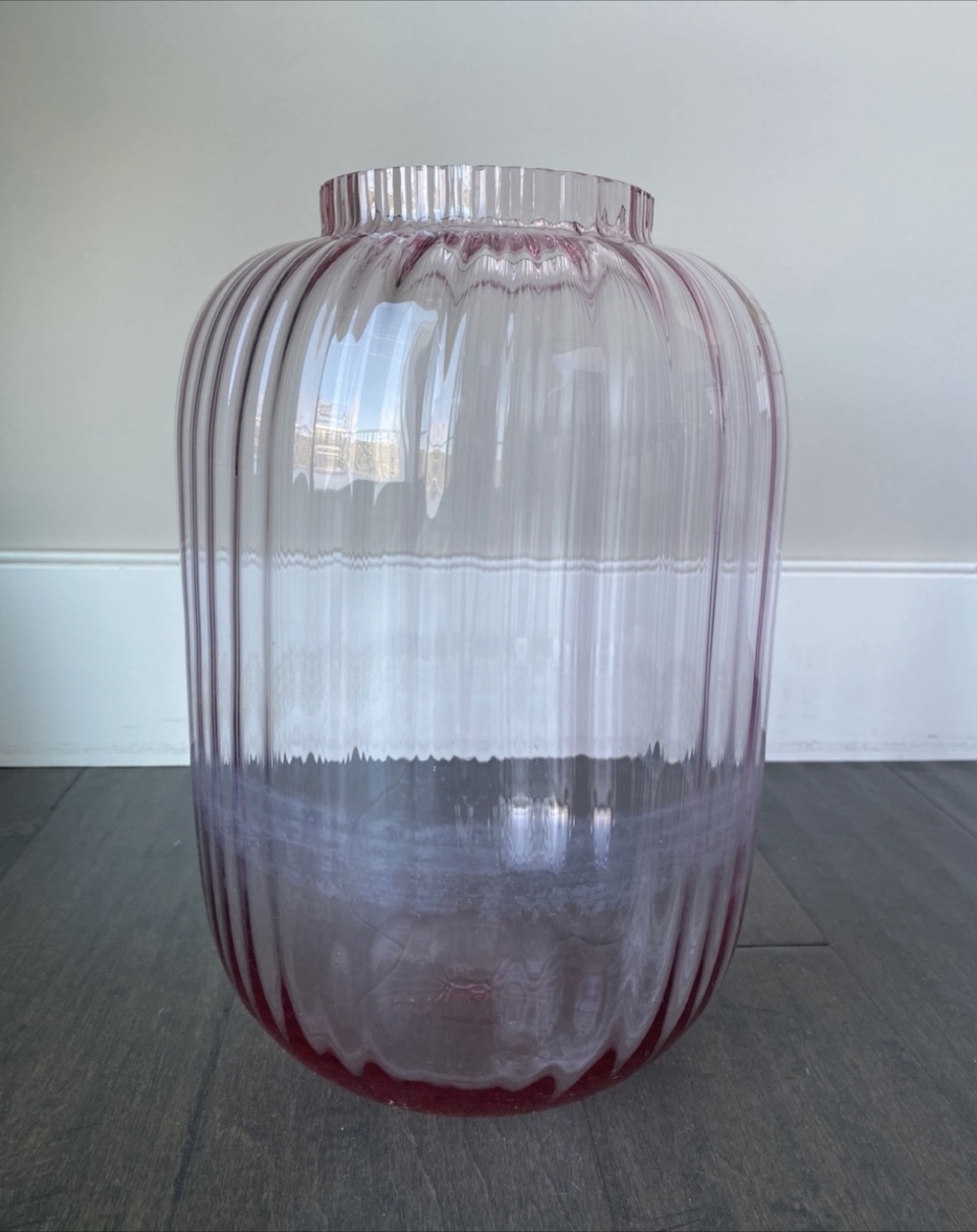 Ikea Large Pink Glass Vase 12”