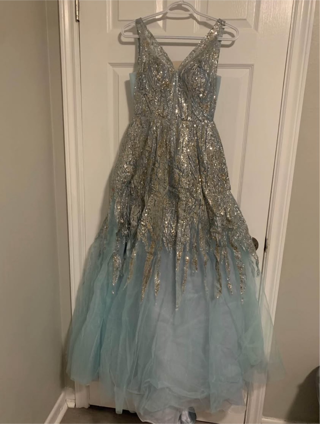 Prom Dress - Blue & Silver