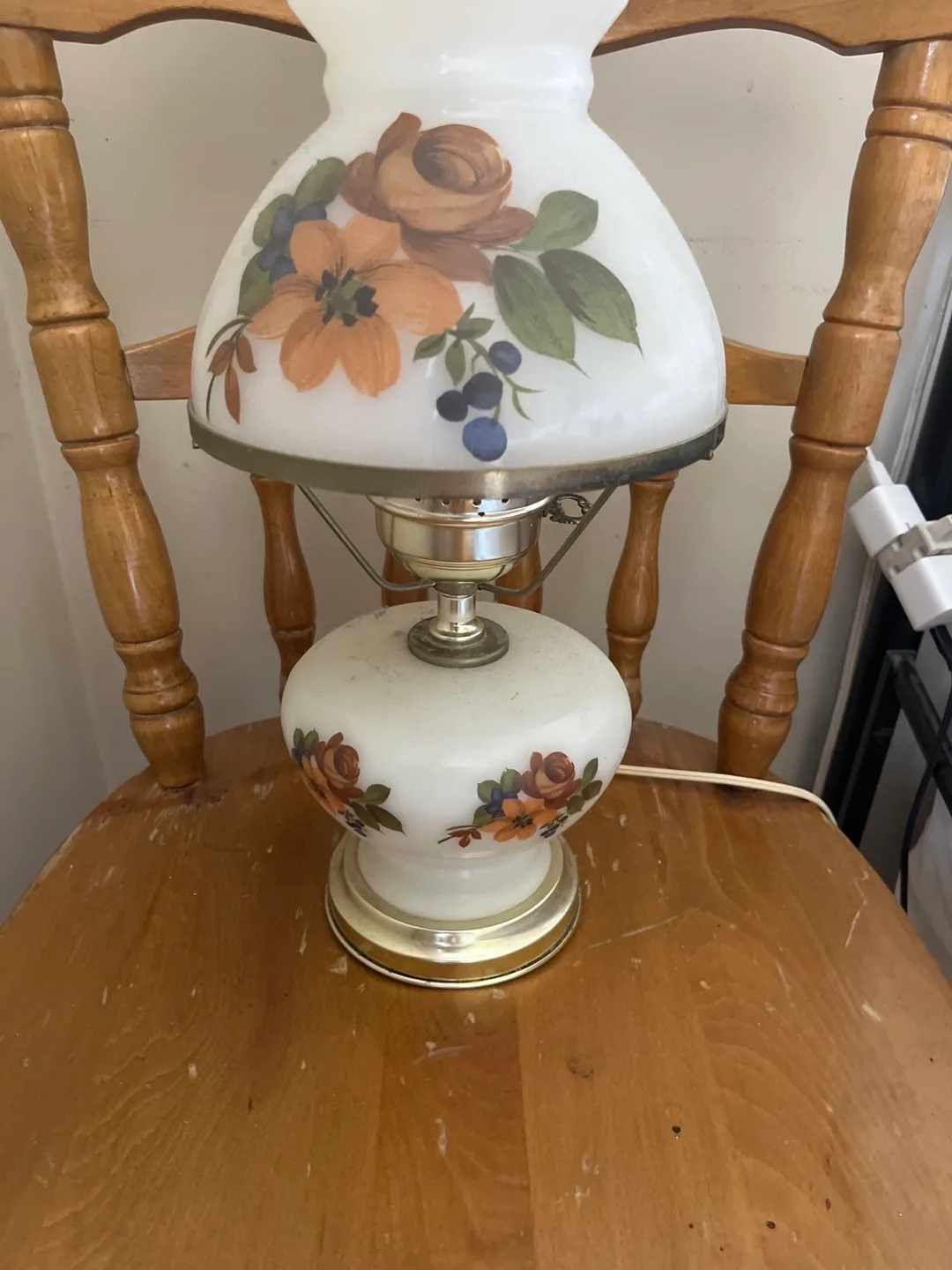 Floral Milk Glass Table Lamp thumbnail