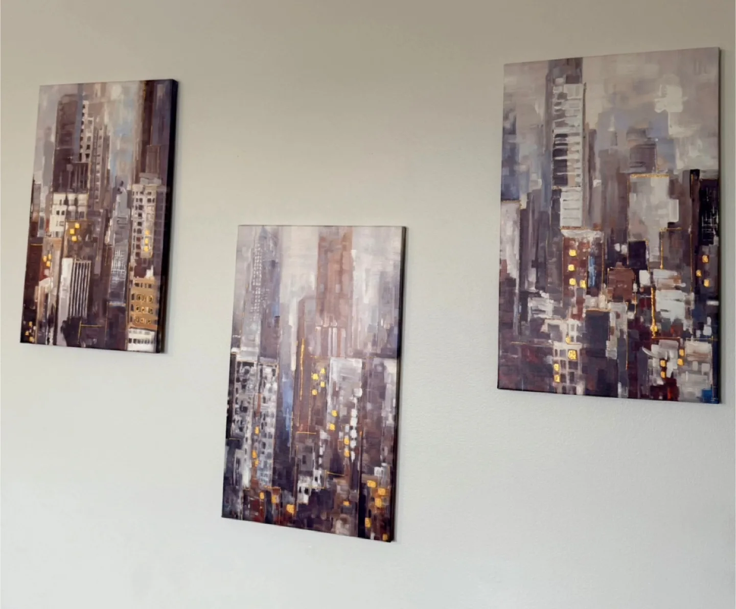 Cityscape Canvas Wall Art - Set of 3 🧡 thumbnail