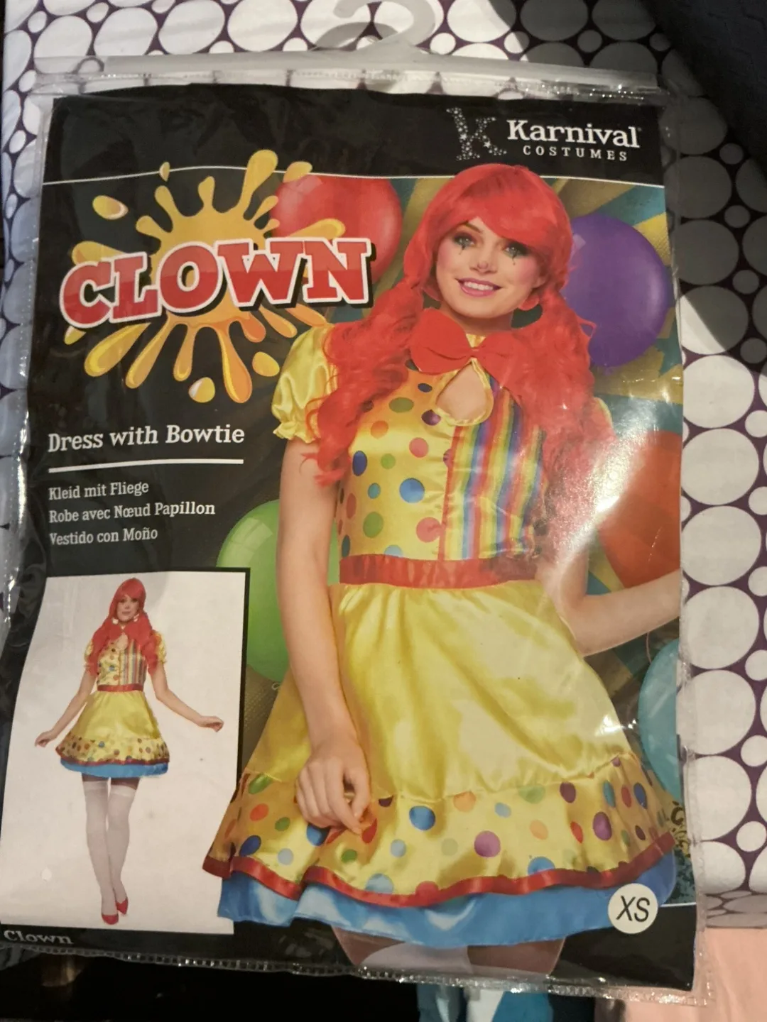 Karnival Costumes Clown Dress with Bowtie - XS thumbnail