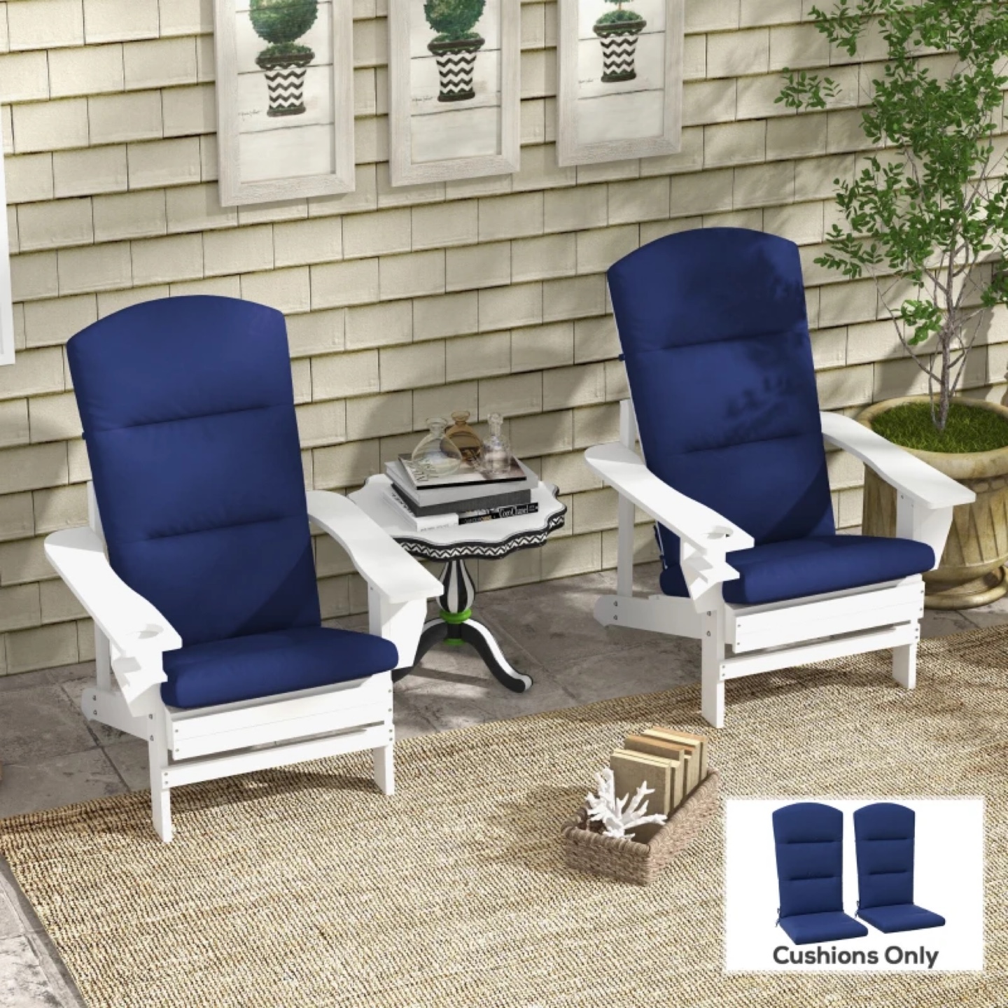 Patio Chair Cushions for Adirondack Chair blue set of 2