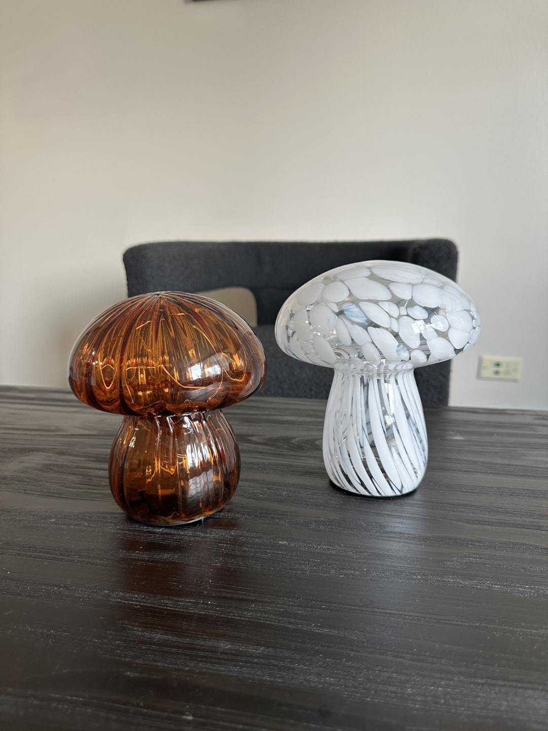 Mushroom Table Lamps - Amber & White - photo 2
