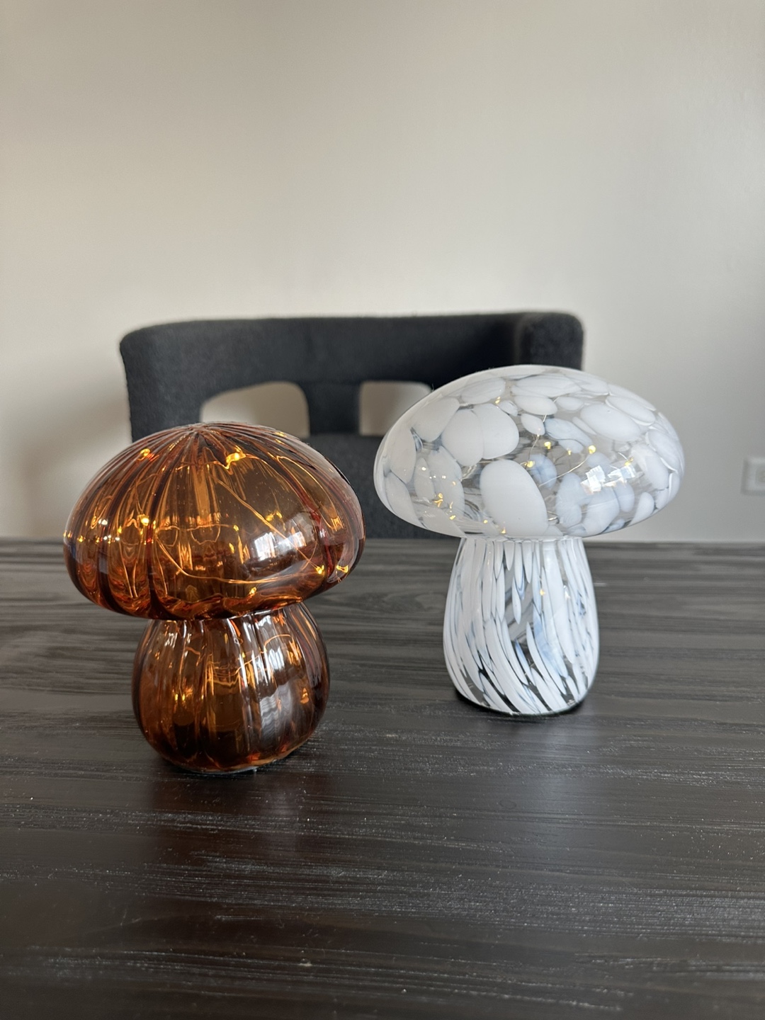 Mushroom Table Lamps - Amber & White