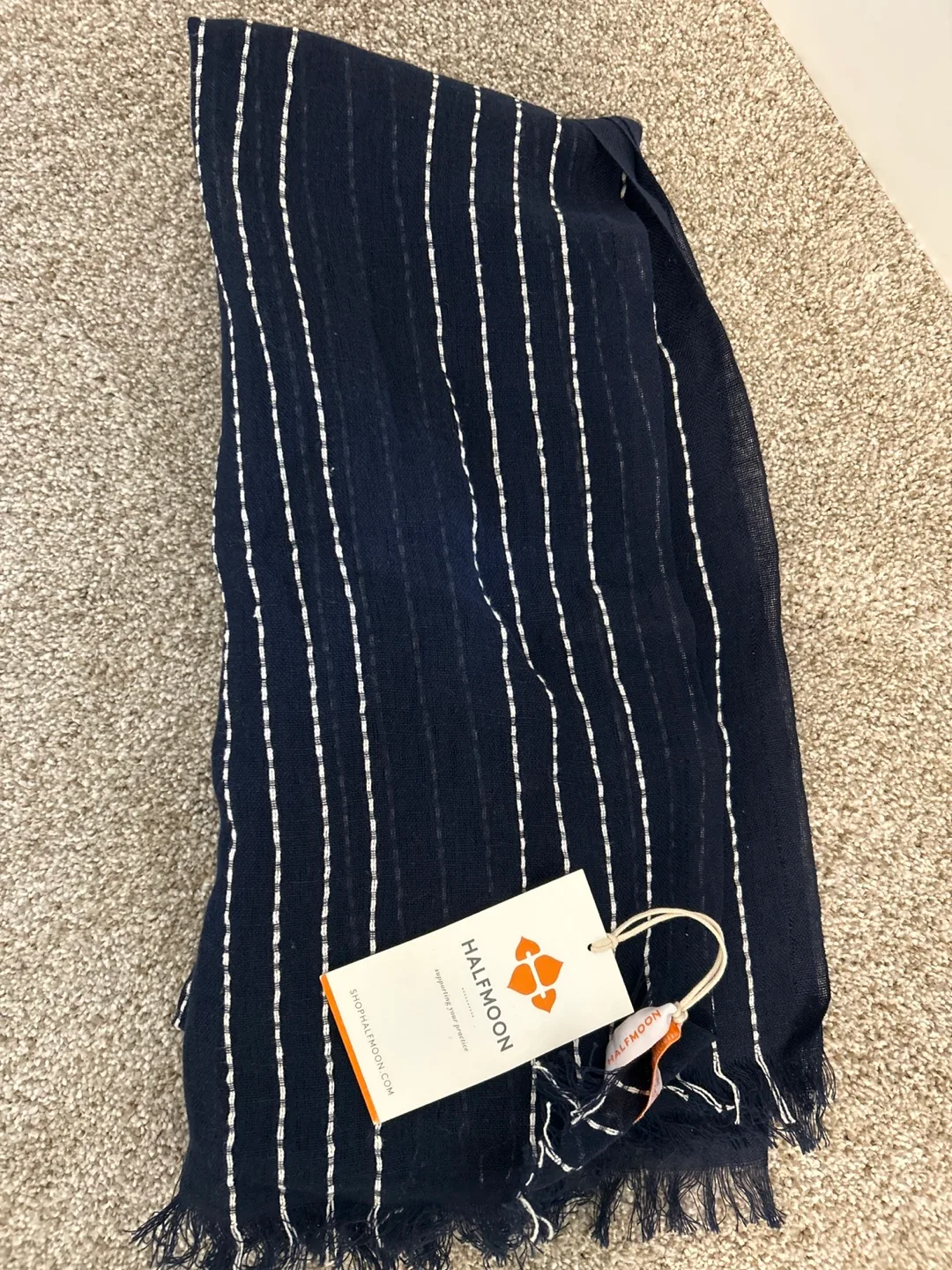 Halfmoon Navy Striped Scarf - New with Tags