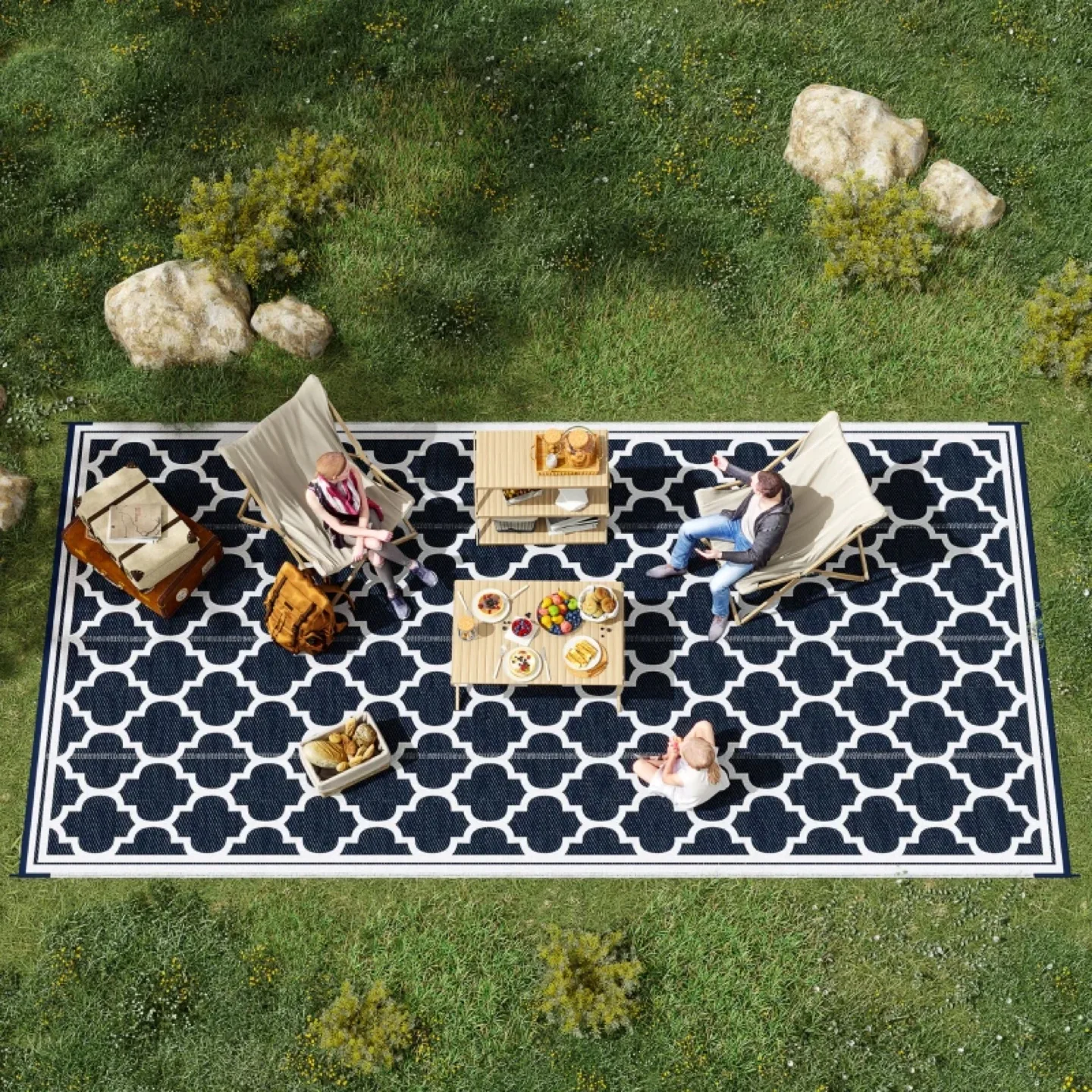 Reversible Outdoor RV Rug, 9' x 18', Plastic Straw Rug #1972 thumbnail