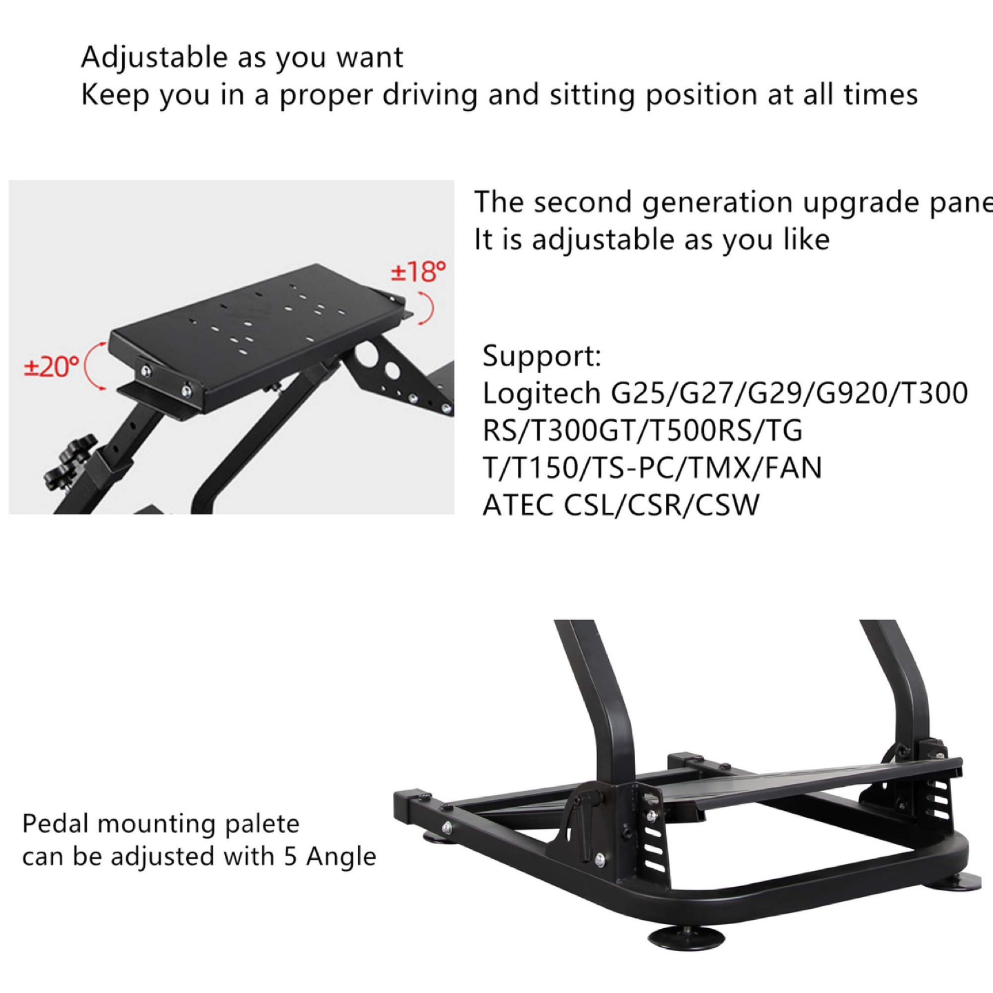 Racing Steering Wheel Height and Tilt Adjustable - photo 4