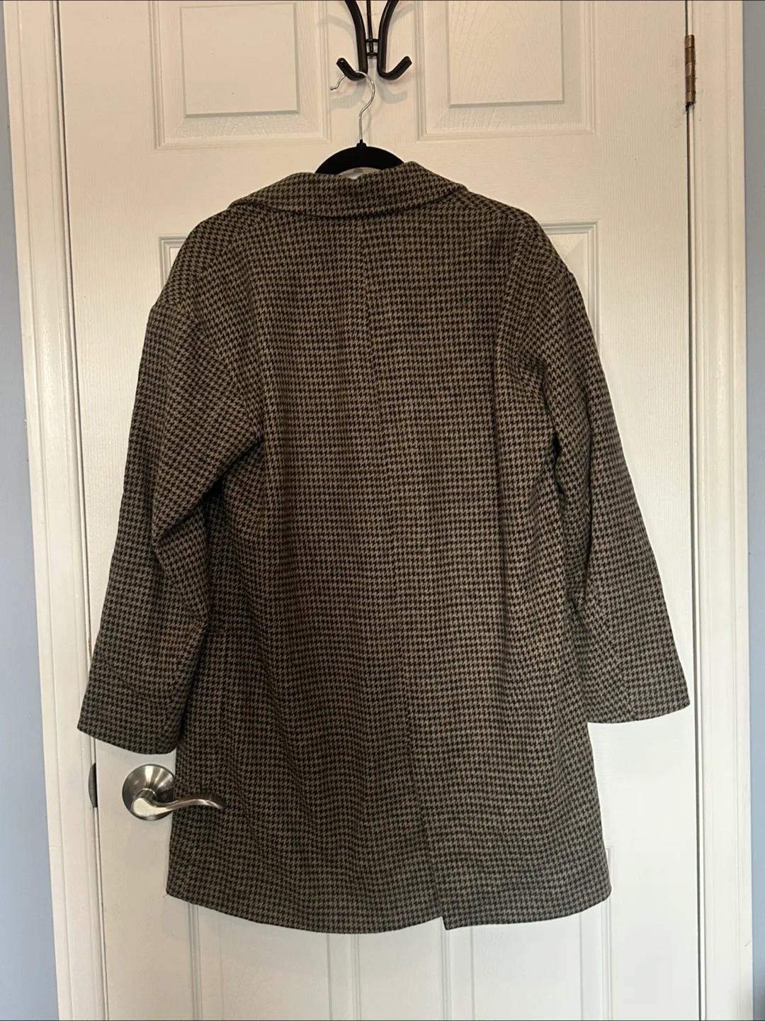 Zara Brown Houndstooth Oversized Cotton Blazer Sz M image indicator(4)