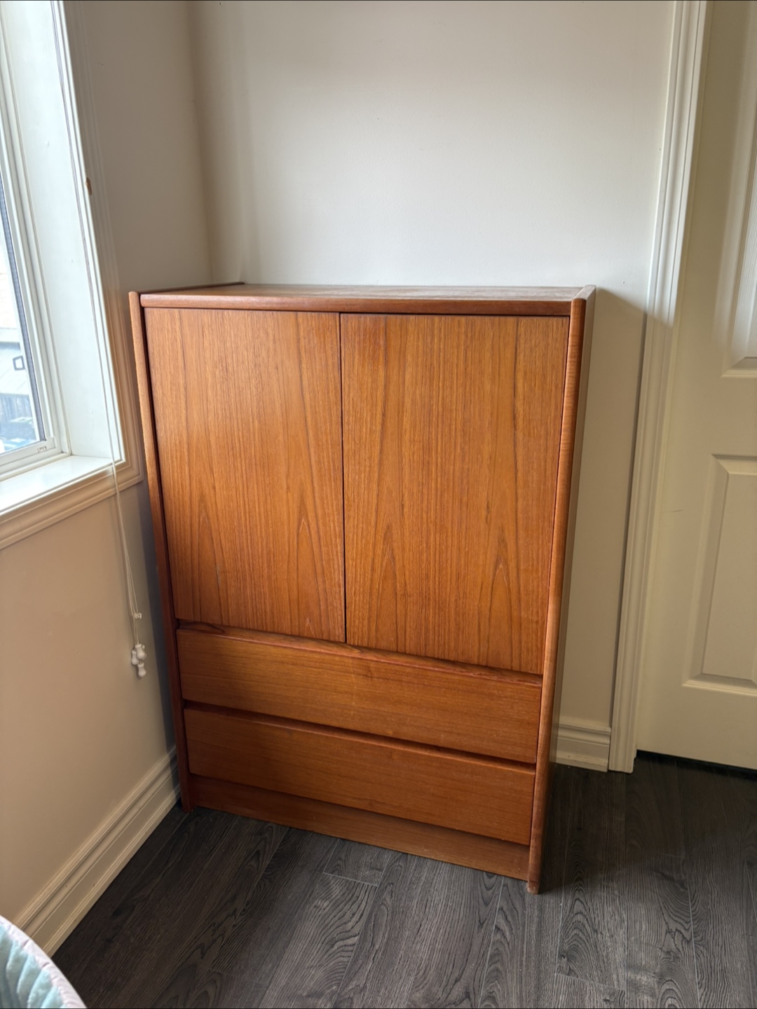 vintage danish teakwood set, dresser, cabinet, side table