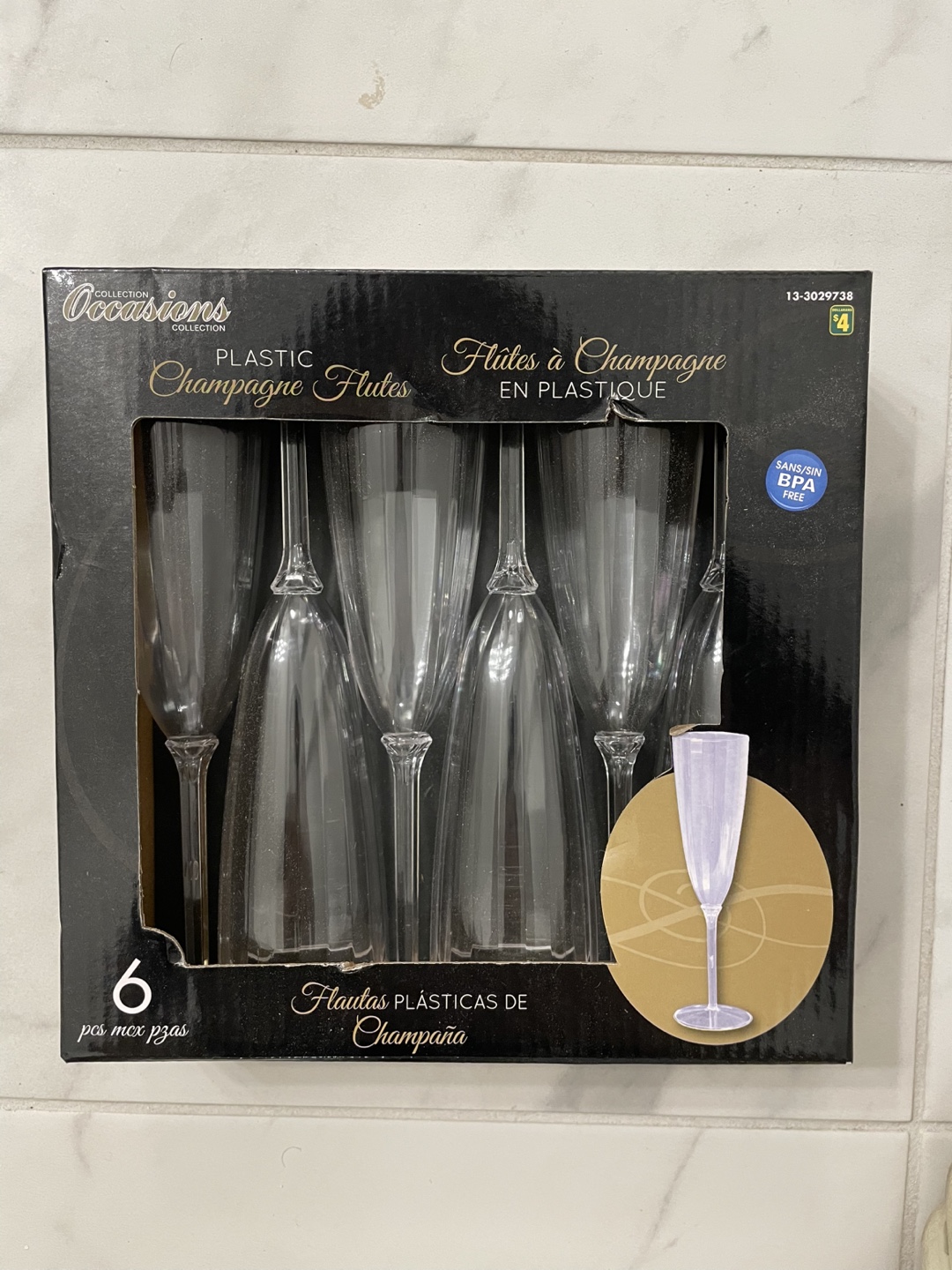 Occasions Plastic Champagne Flutes - 6*6 Pack